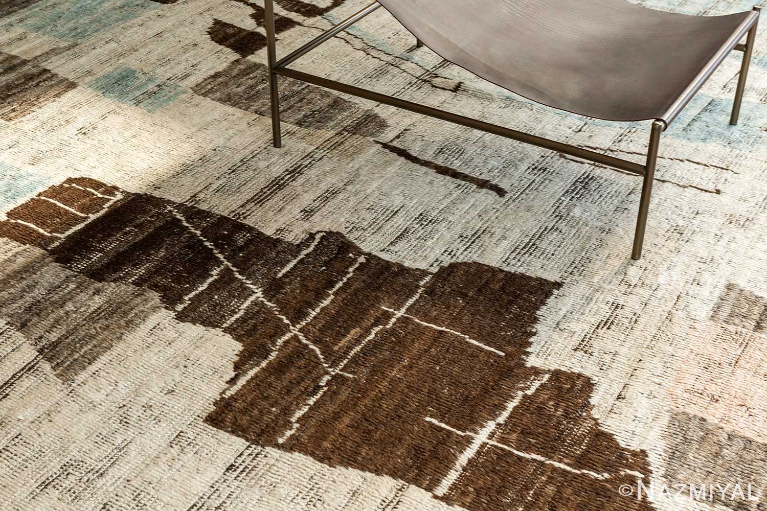Details Of Nature Inspired Colors Modern Distressed Rug 60700 by Nazmiyal Antique Rugs