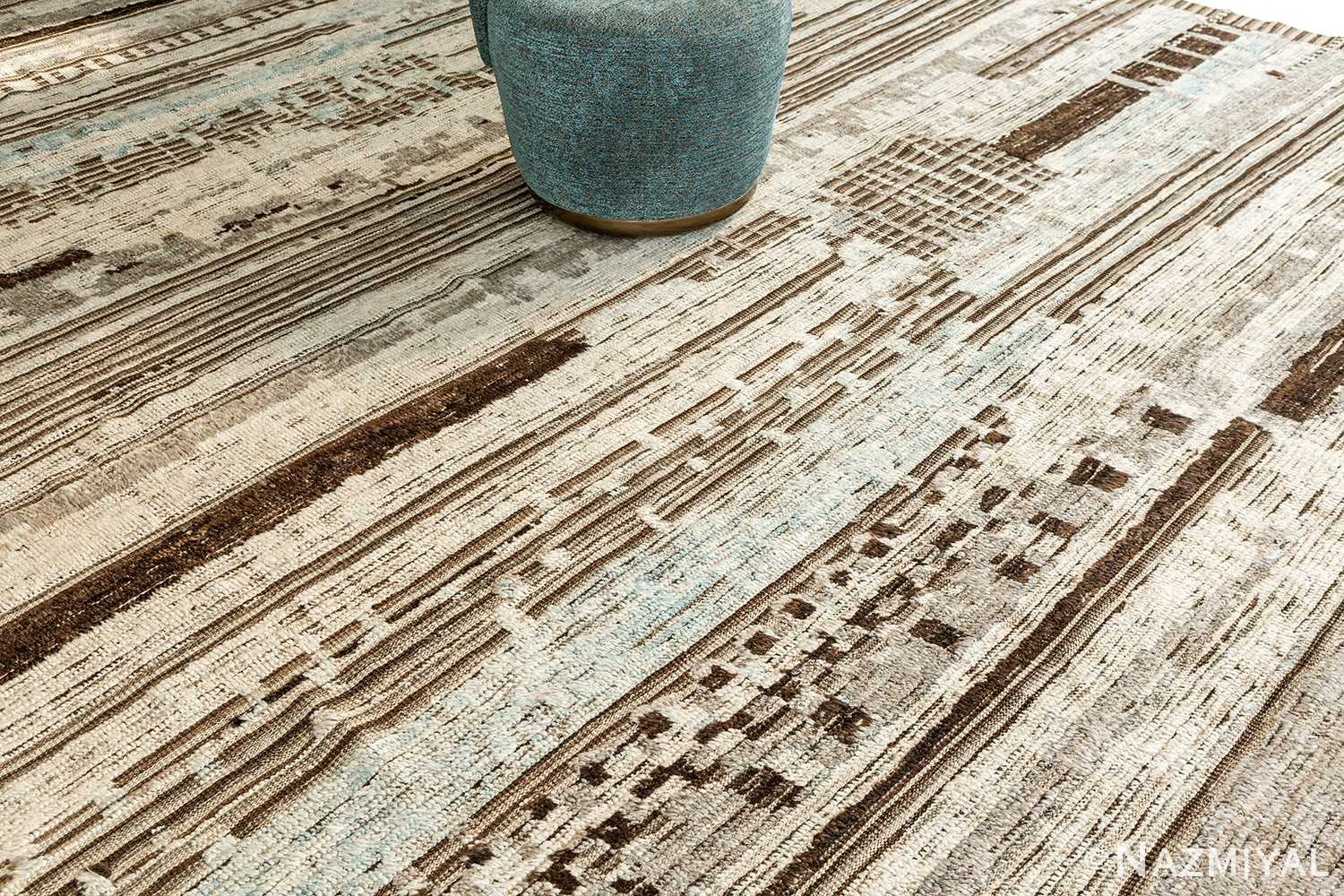 Details Of Textured Earth Tones Modern Distressed Rug 60703 by Nazmiyal Antique Rugs