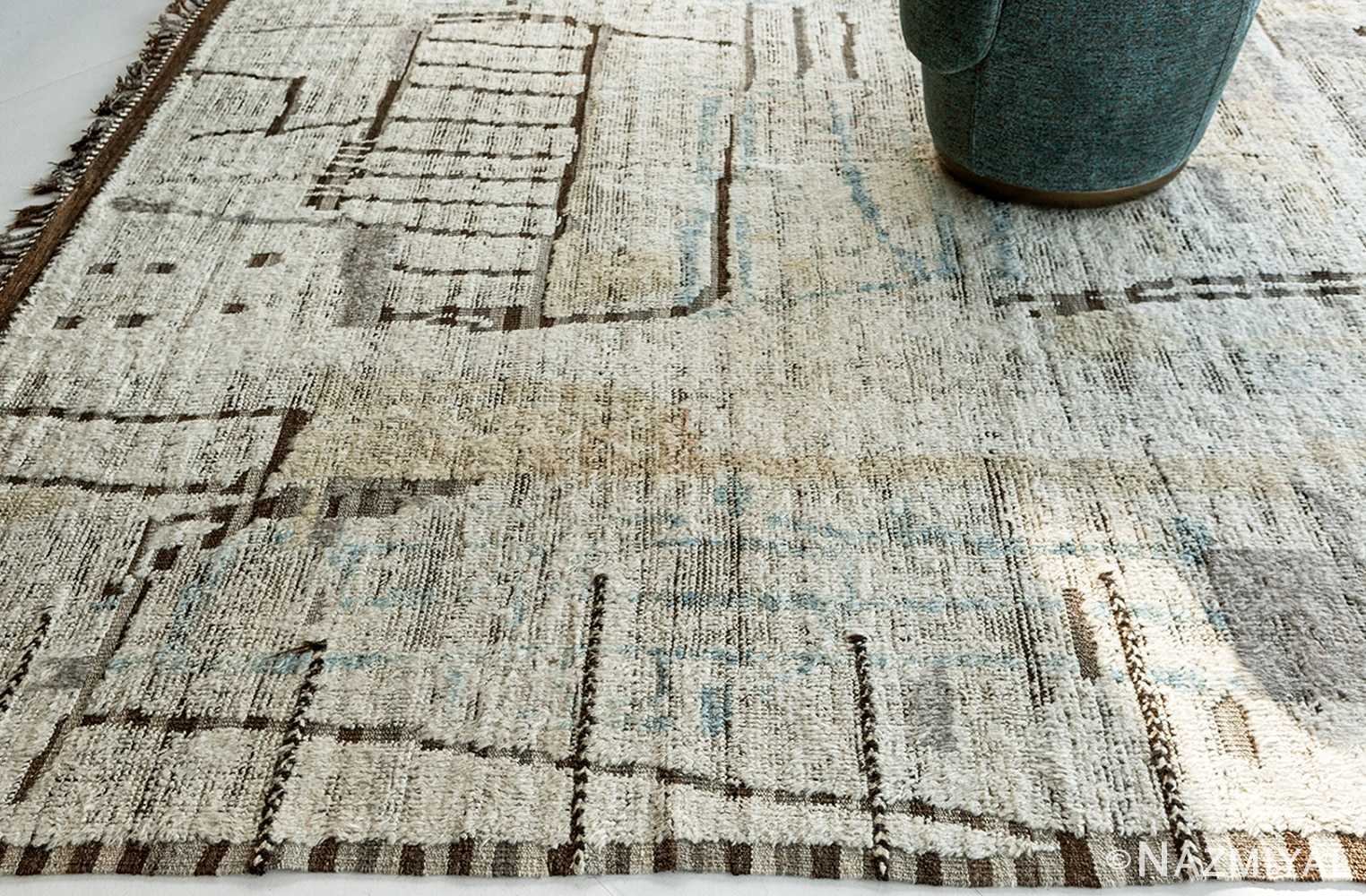 Field Of Cream Modern Distressed Rug 60681 by Nazmiyal Antique Rugs