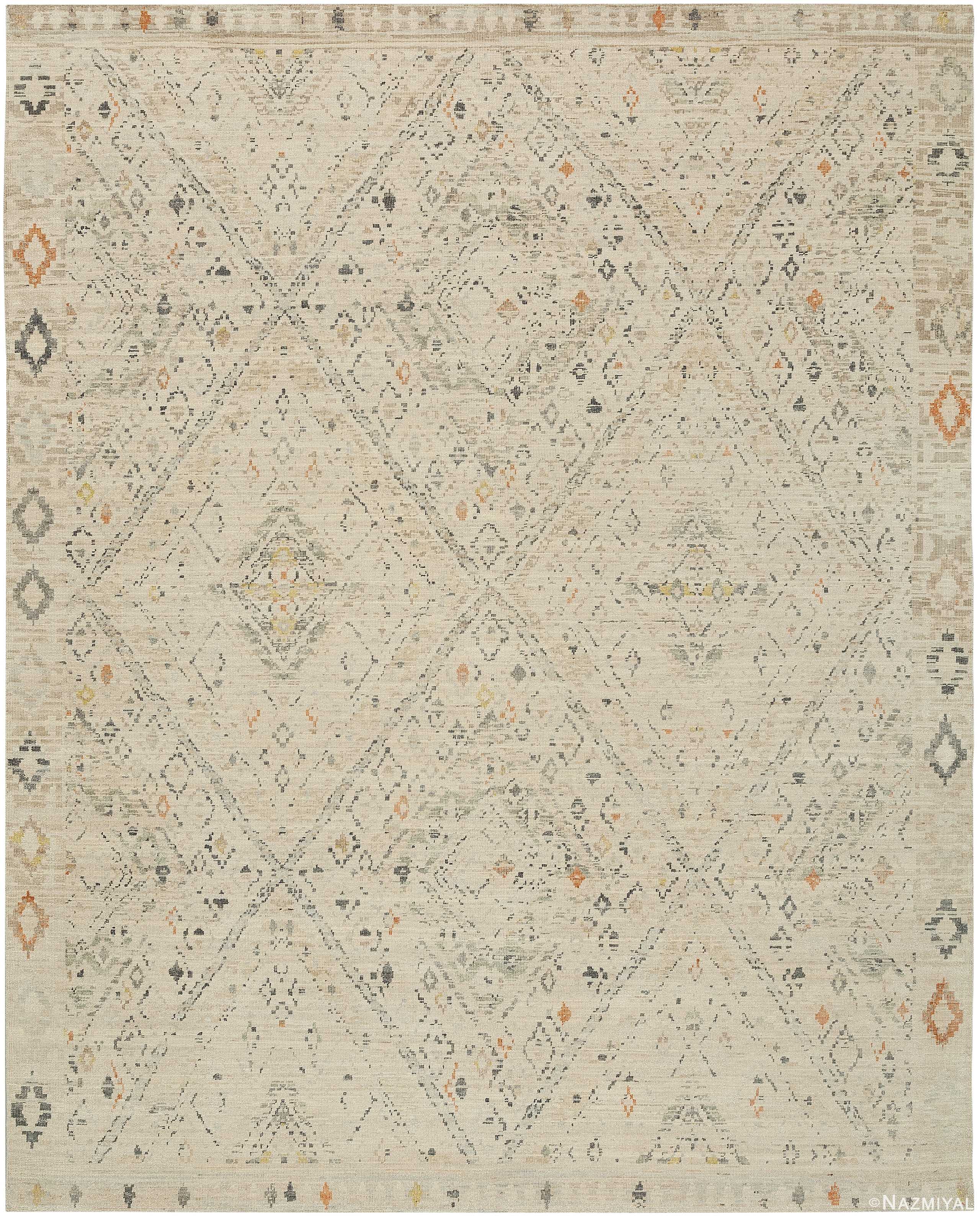 Geometric Beige Modern Boutique Rug 60730 by Nazmiyal Antique Rugs