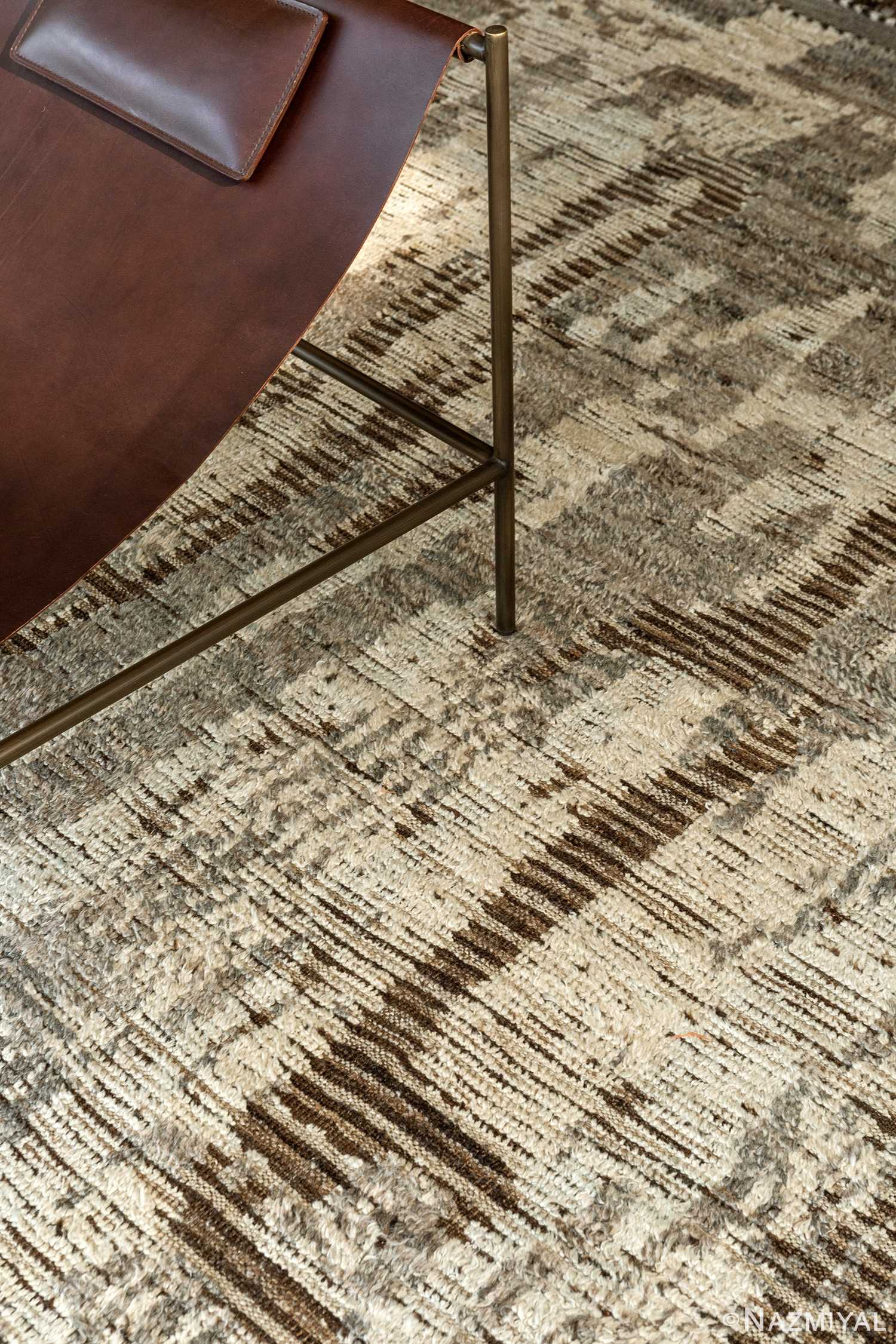 Texture Of Charcoal Brown Modern Distressed Rug 60704 by Nazmiyal Antique Rugs