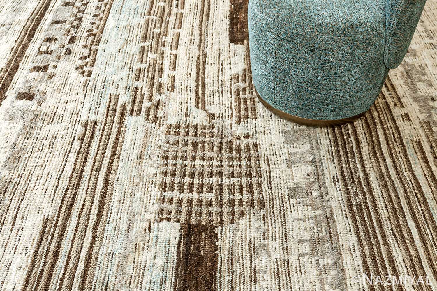 Texture Of Textured Earth Tones Modern Distressed Rug 60703 by Nazmiyal Antique Rugs