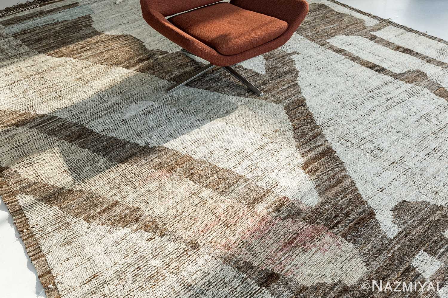 Whole View Of Brown Tones Modern Distressed Rug 60682 by Nazmiyal Antique Rugs