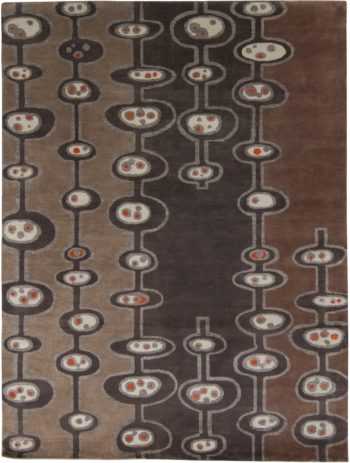Dark Brown Mid Century Modern Rug 60754 by Nazmiyal Antique Rugs