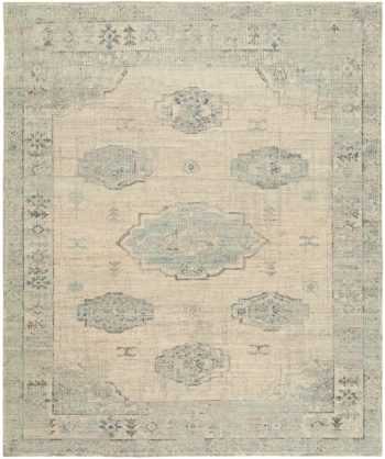 Decorative Ivory Blue Modern Boutique Rug 60725 by Nazmiyal Antique Rugs