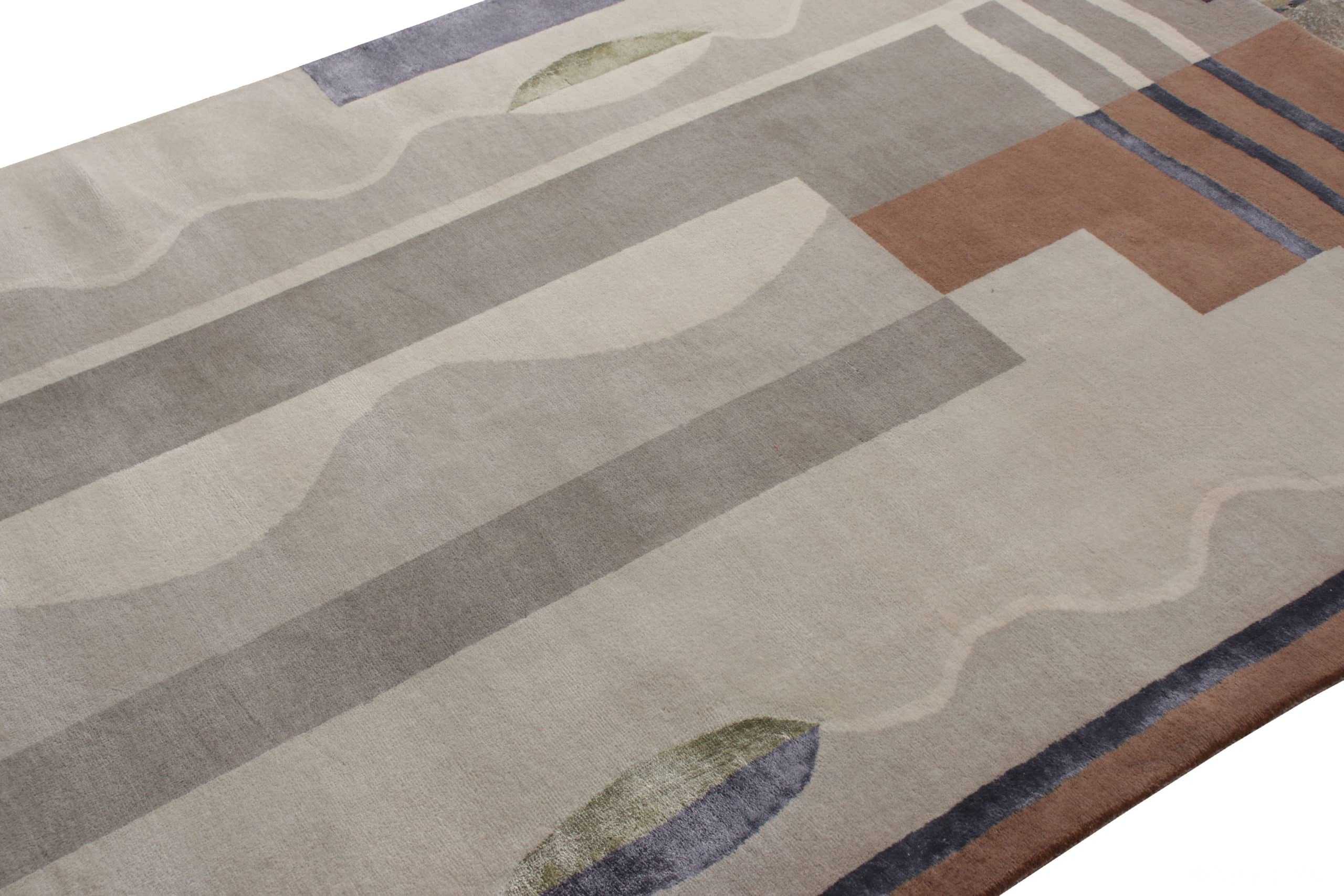 Close Up Of Decorative Grey Mid Century Modern Rug 60764 by Nazmiyal Antique Rugs