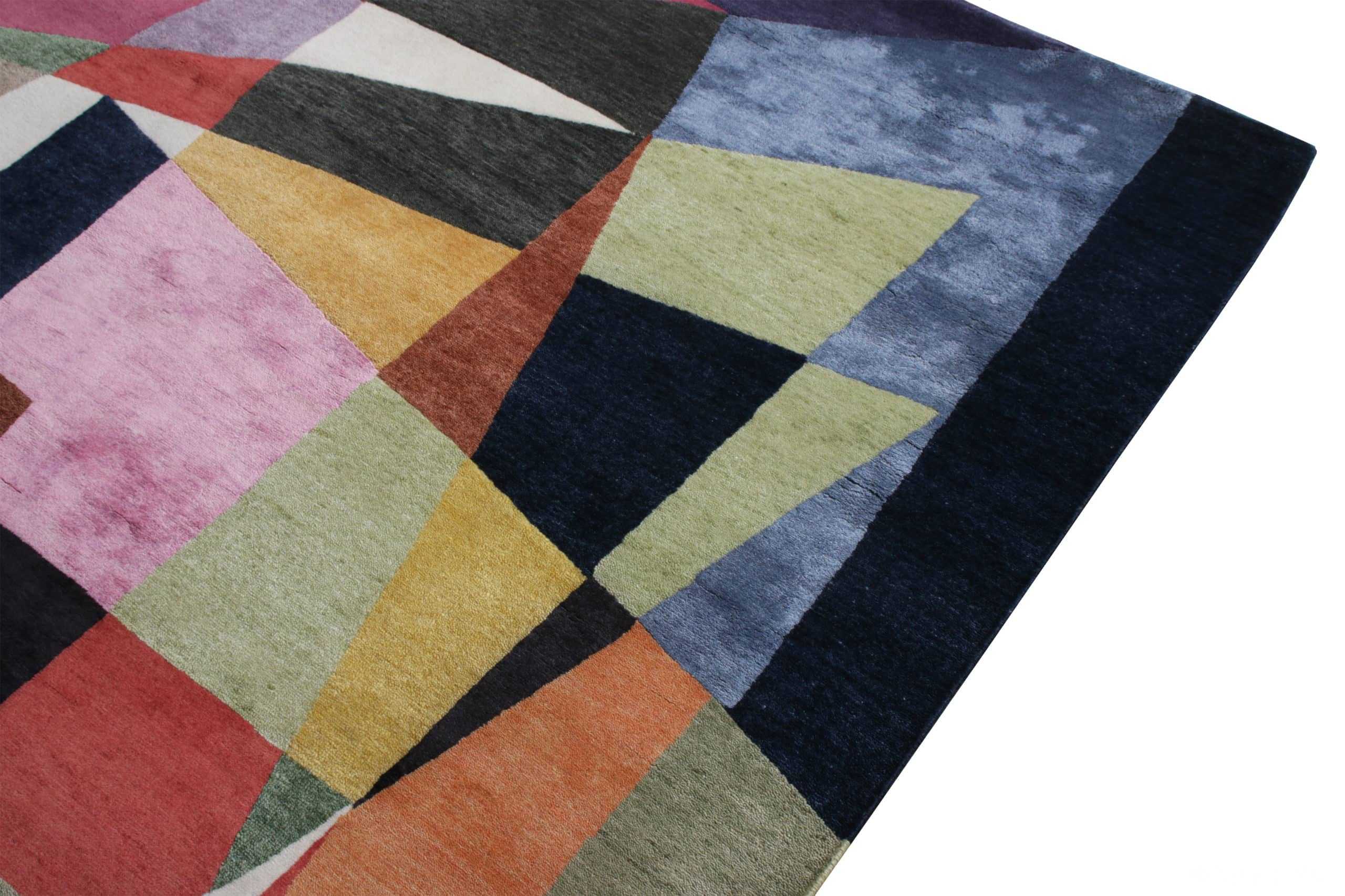 Corner Of Colorful Triangles Mid Century Modern Rug 60759 by Nazmiyal Antique Rugs