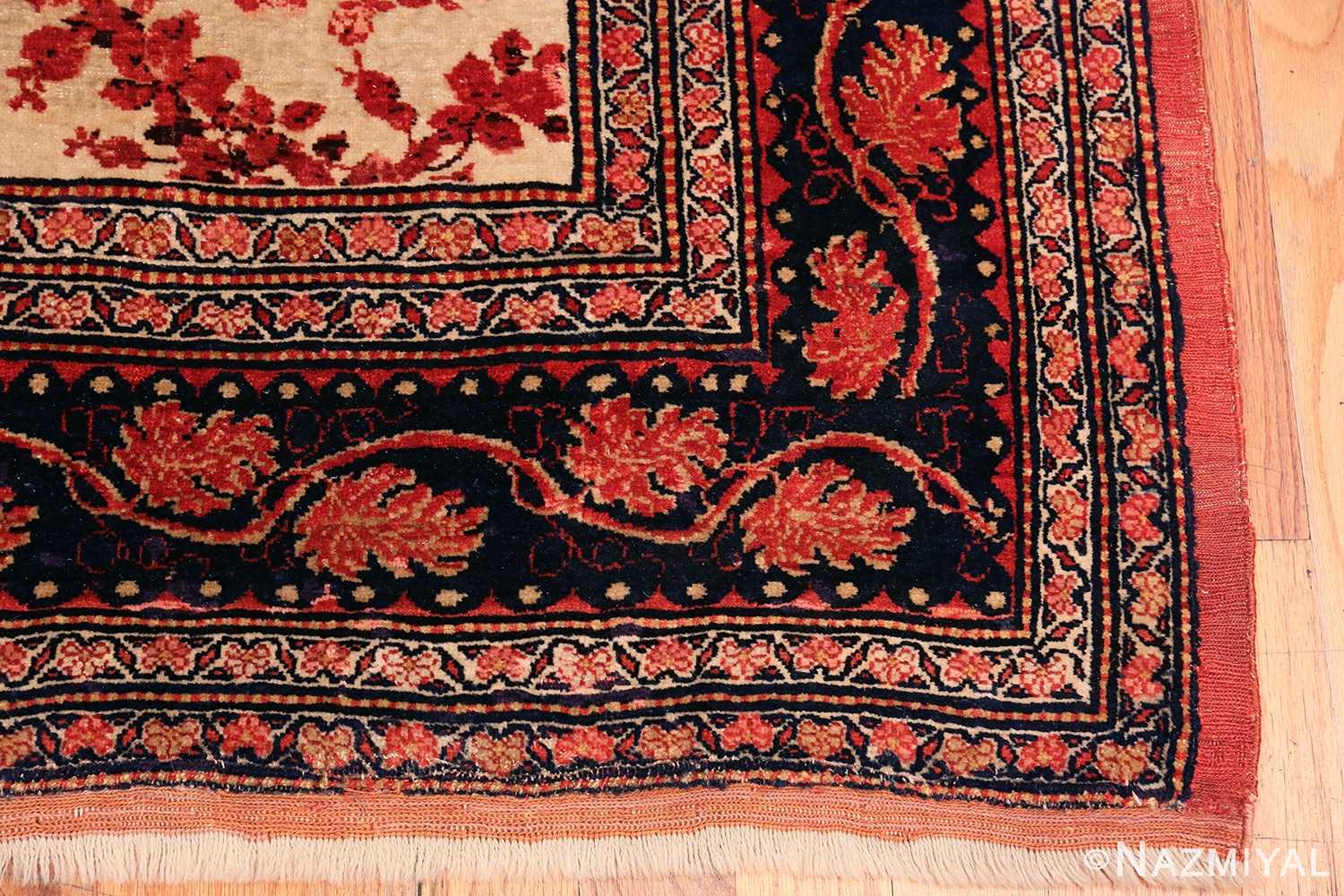 Corner Of Ivory Background Antique Persian Halavai Bidjar Rug 70663 by Nazmiyal Antique Rugs
