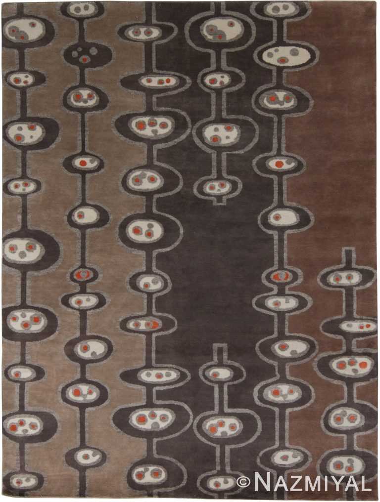 Dark Brown Mid Century Modern Rug 60754 by Nazmiyal Antique Rugs