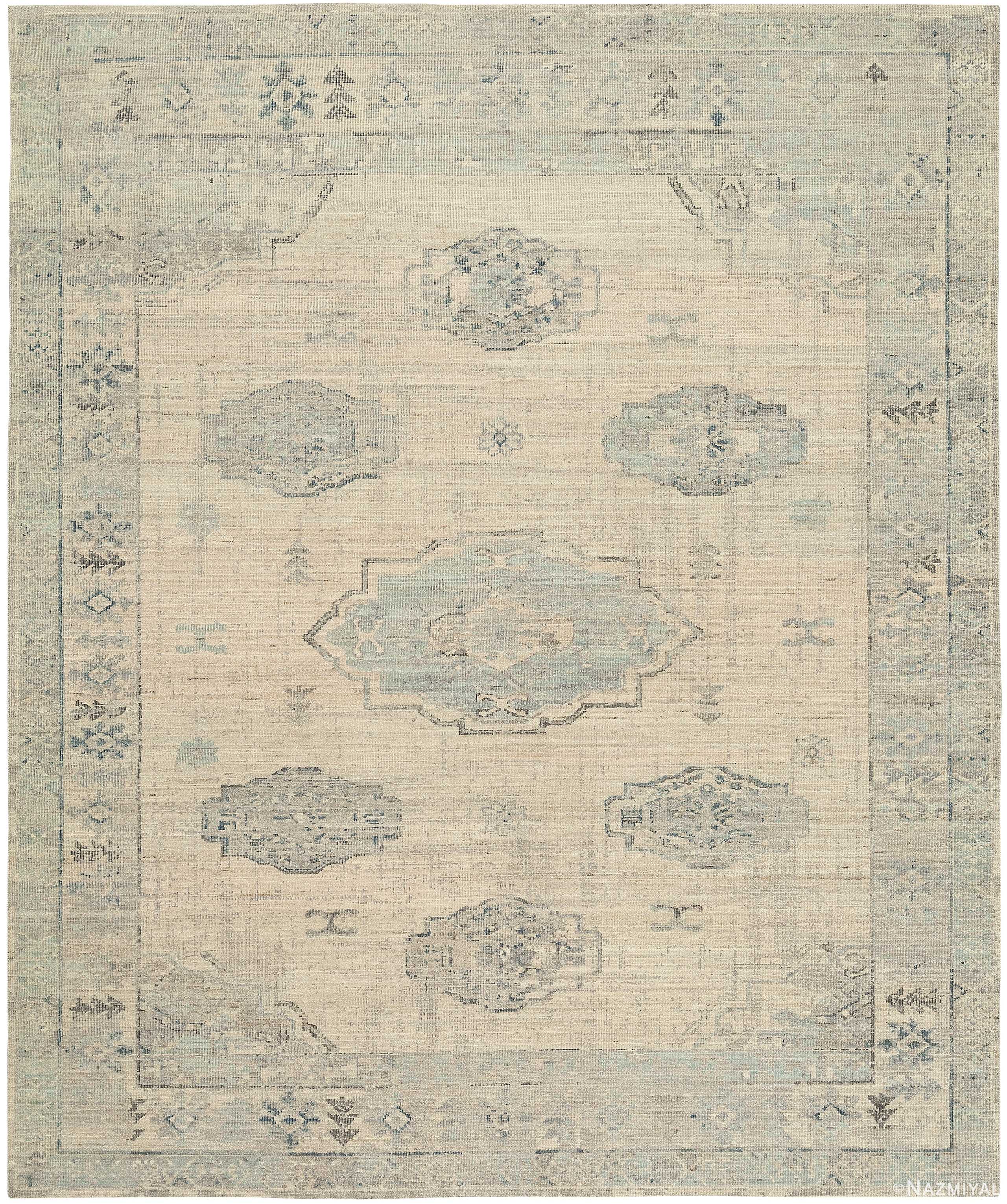 Decorative Ivory Blue Modern Boutique Rug 60725 by Nazmiyal Antique Rugs