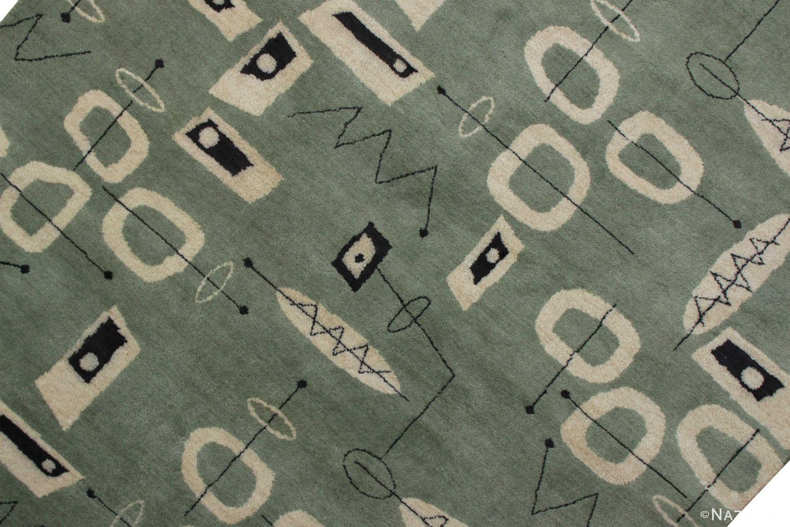 Details Of Green Mid Century Inspired Modern Area Rug 60769 by Nazmiyal Antique Rugs