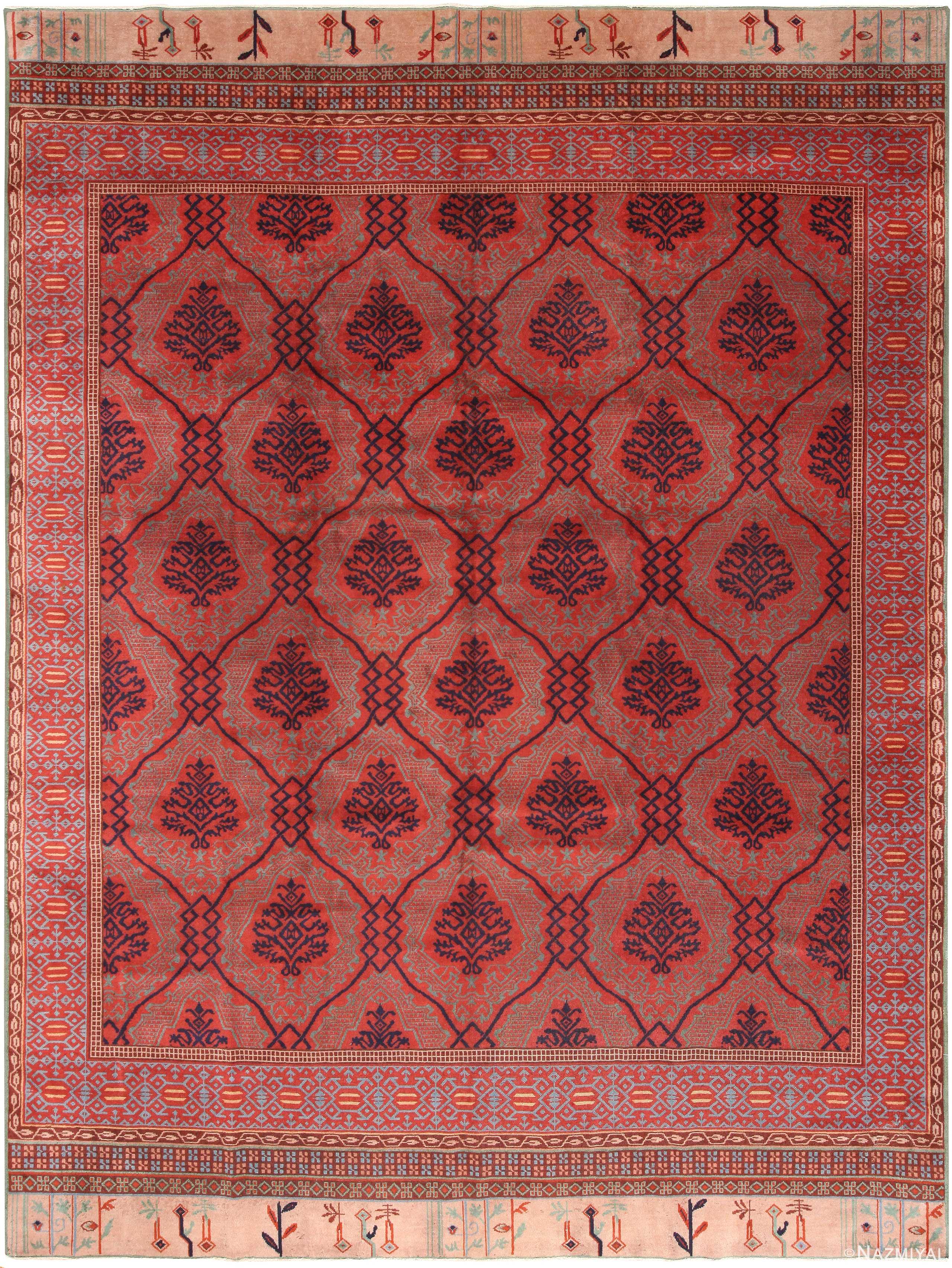 Red Antique Turkish Smyrna Area Rug 70930 by Nazmiyal Antique Rugs
