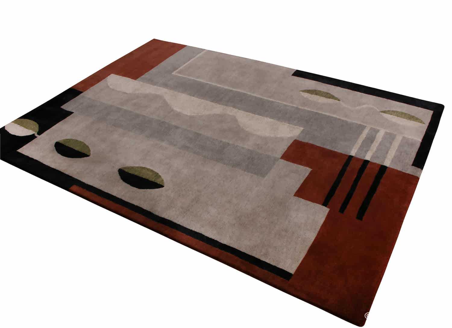 Side View Of Earthy Tones Mid Century Modern Rug 60746 by Nazmiyal Antique Rugs