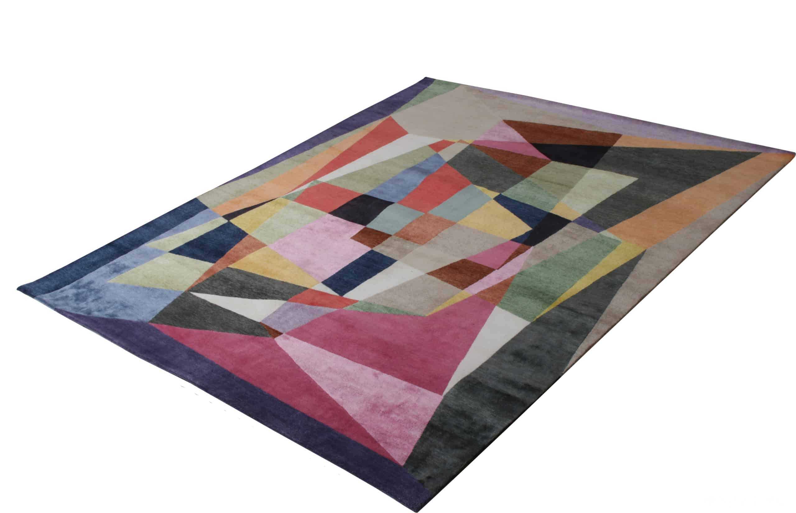 Whole View Of Colorful Triangles Mid Century Modern Rug 60759 by Nazmiyal Antique Rugs