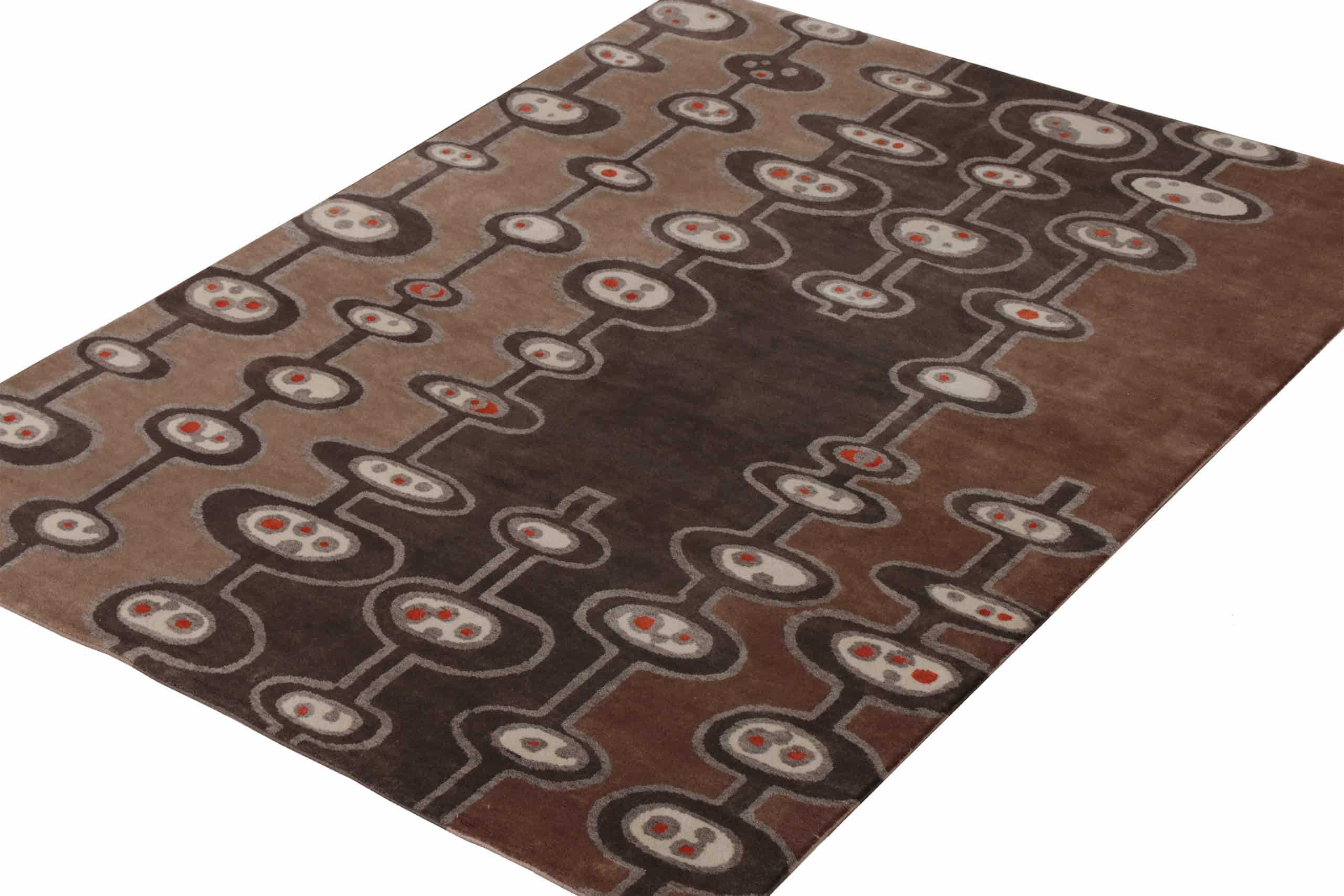 Whole View Of Dark Brown Mid Century Modern Rug 60754 by Nazmiyal Antique Rugs