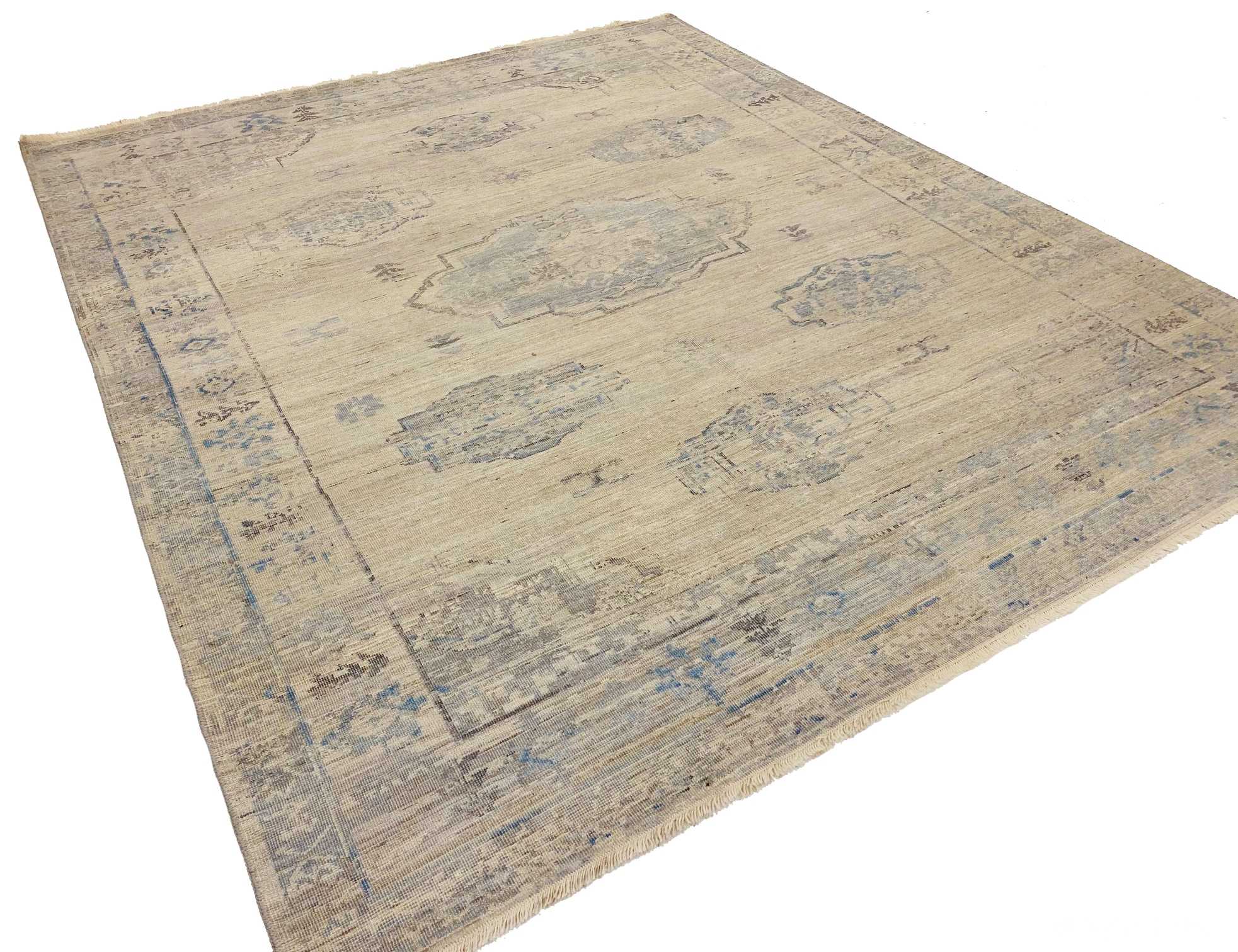 Whole View Of Decorative Ivory Blue Modern Boutique Rug 60725 by Nazmiyal Antique Rugs