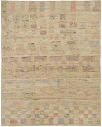 Neutral Color Geometric Modern Moroccan Rug 60782 by Nazmiyal Antique Rugs