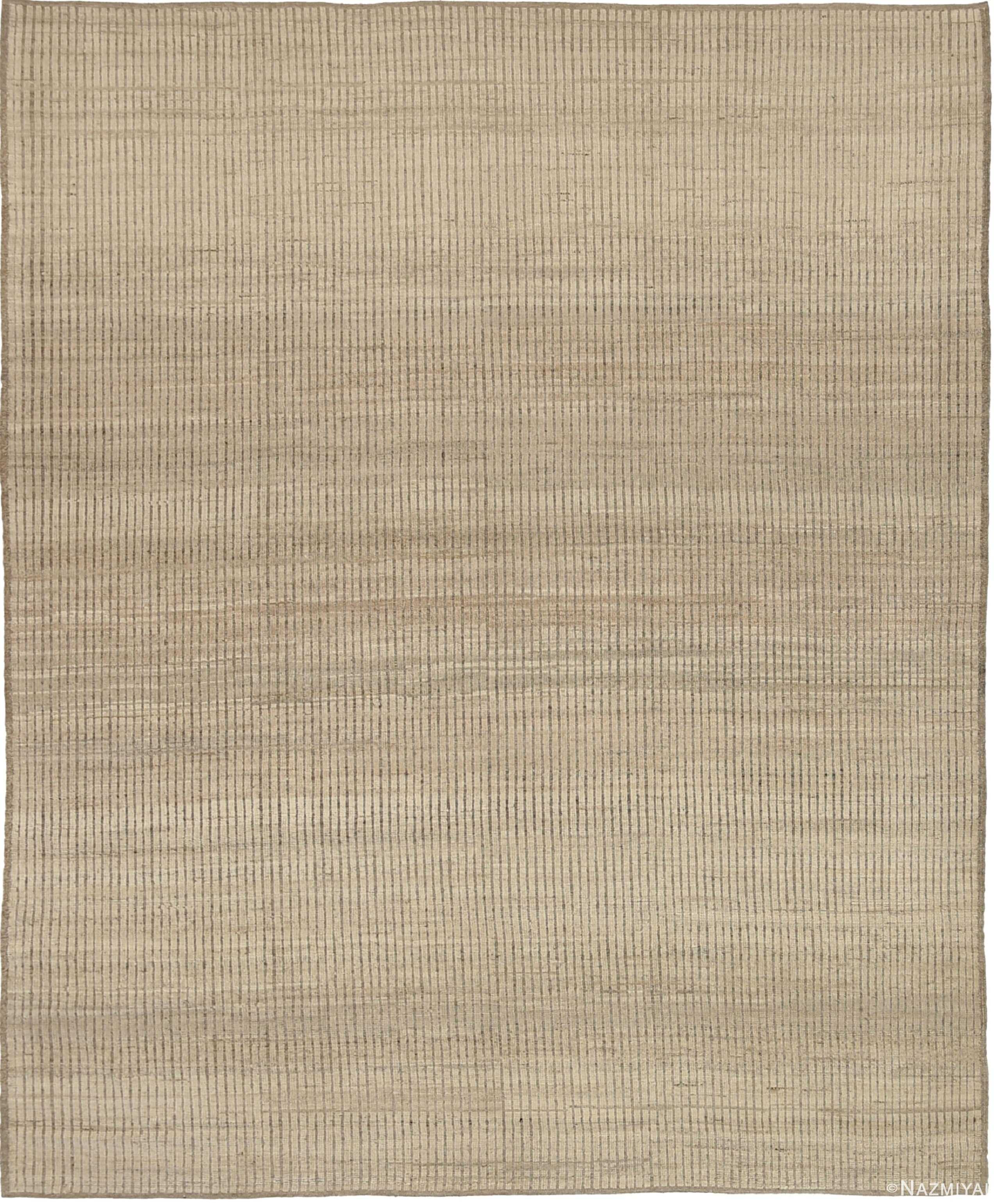 Soft Neutral Textured Modern Distressed Rug #60827 by Nazmiyal Antique Rugs