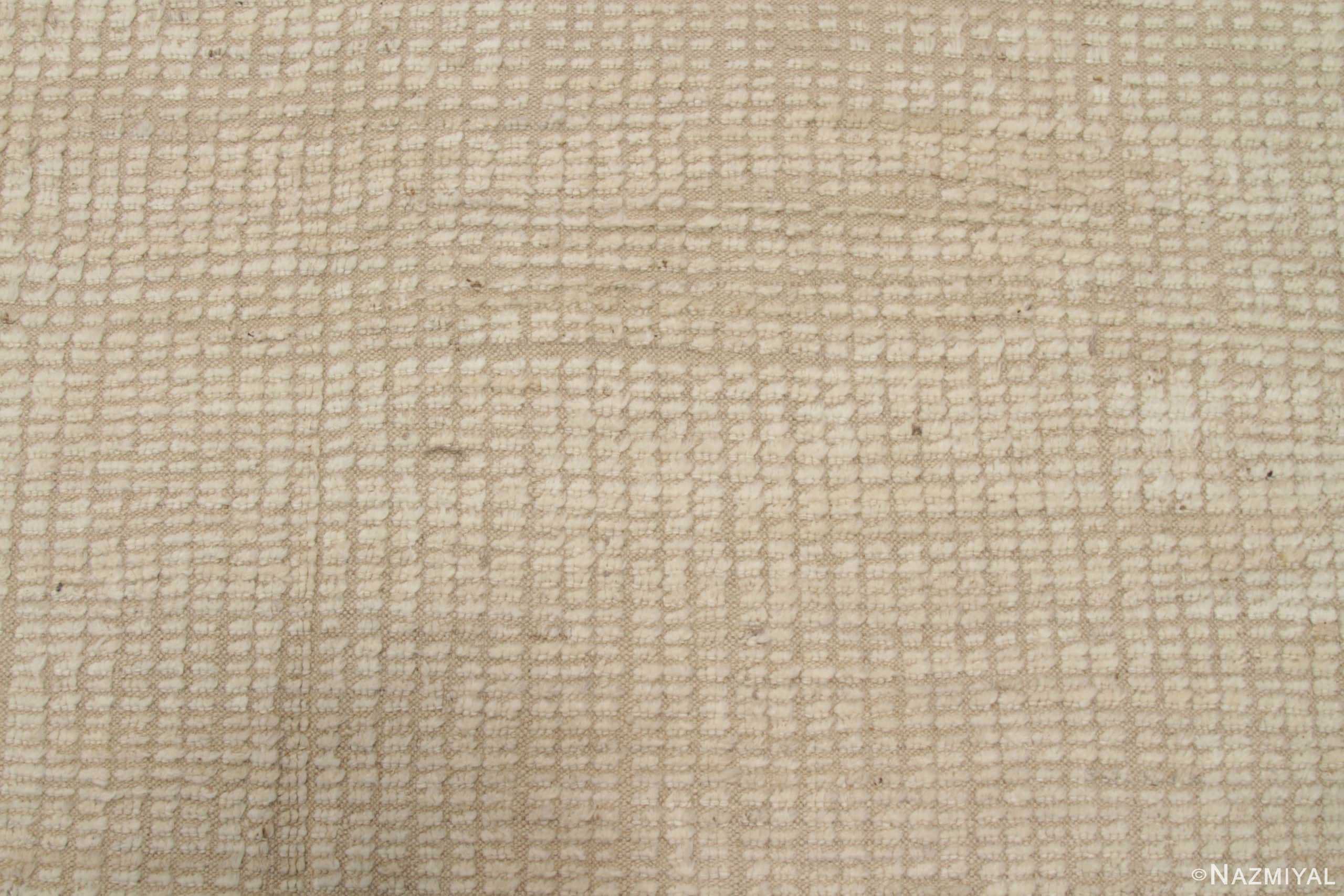Close Up Of Cream Color Modern Distressed Rug 60791 by Nazmiyal Antique Rugs