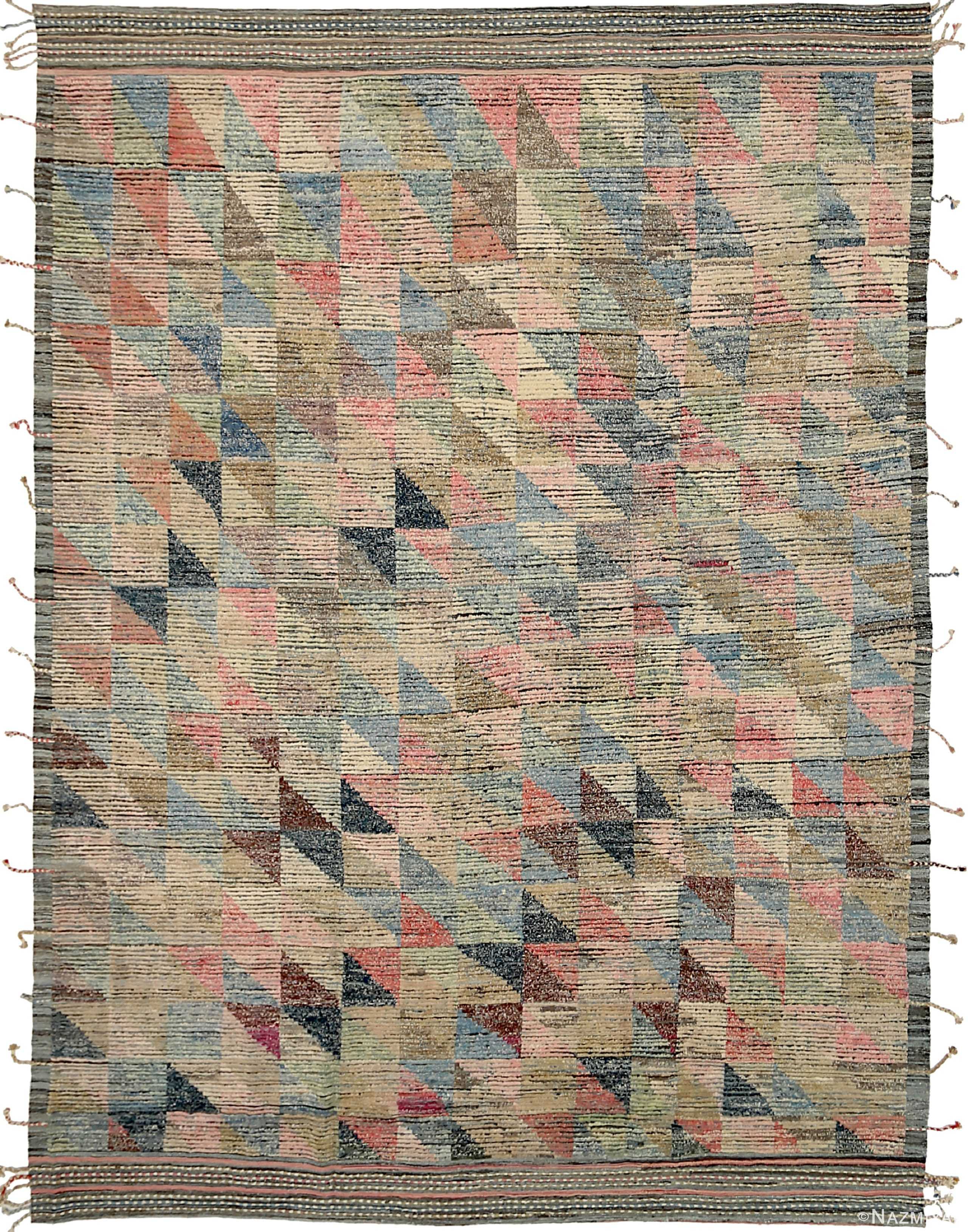 Colorful Modern Distressed Rug 60795 by Nazmiyal Antique Rugs