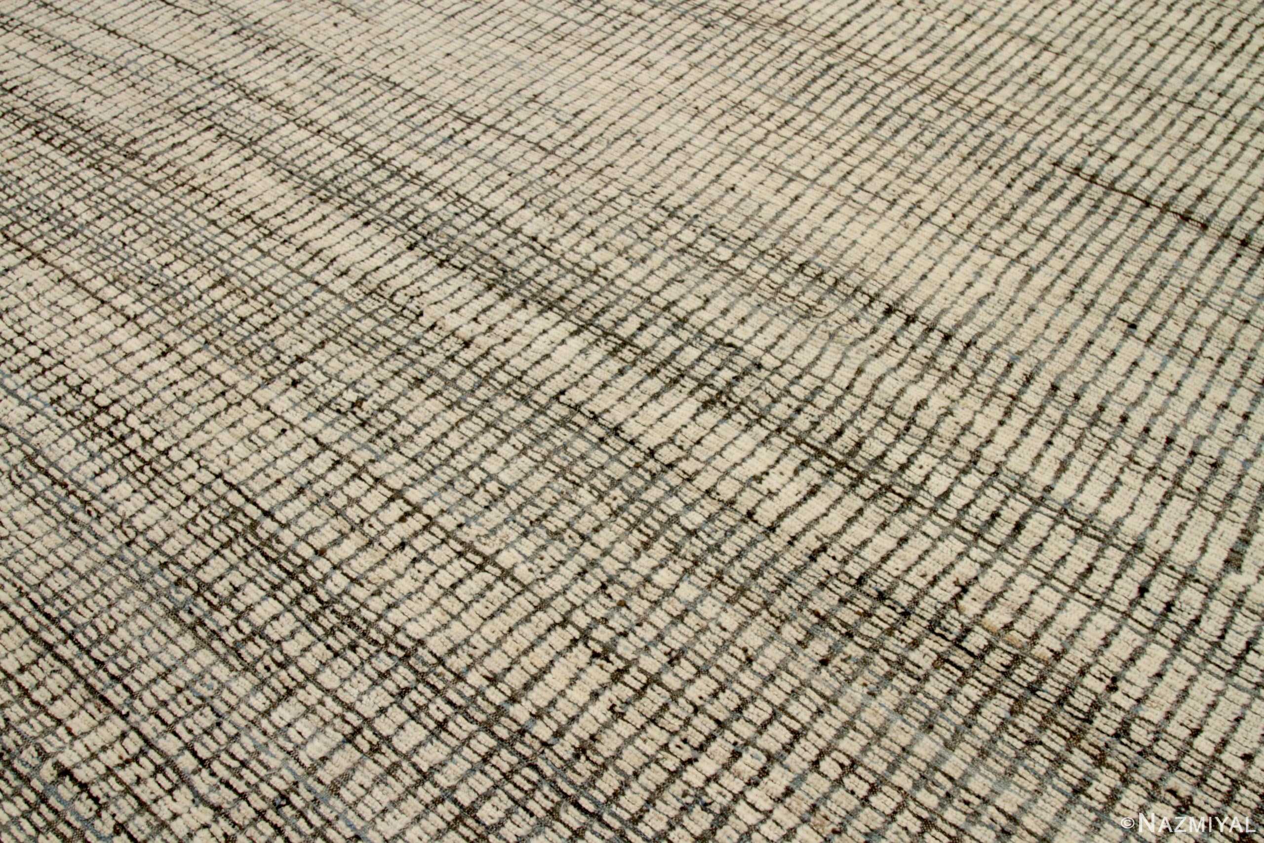 Detail Of Charcoal Beige Textured Modern Distressed Rug 60818 by Nazmiyal Antique Rugs