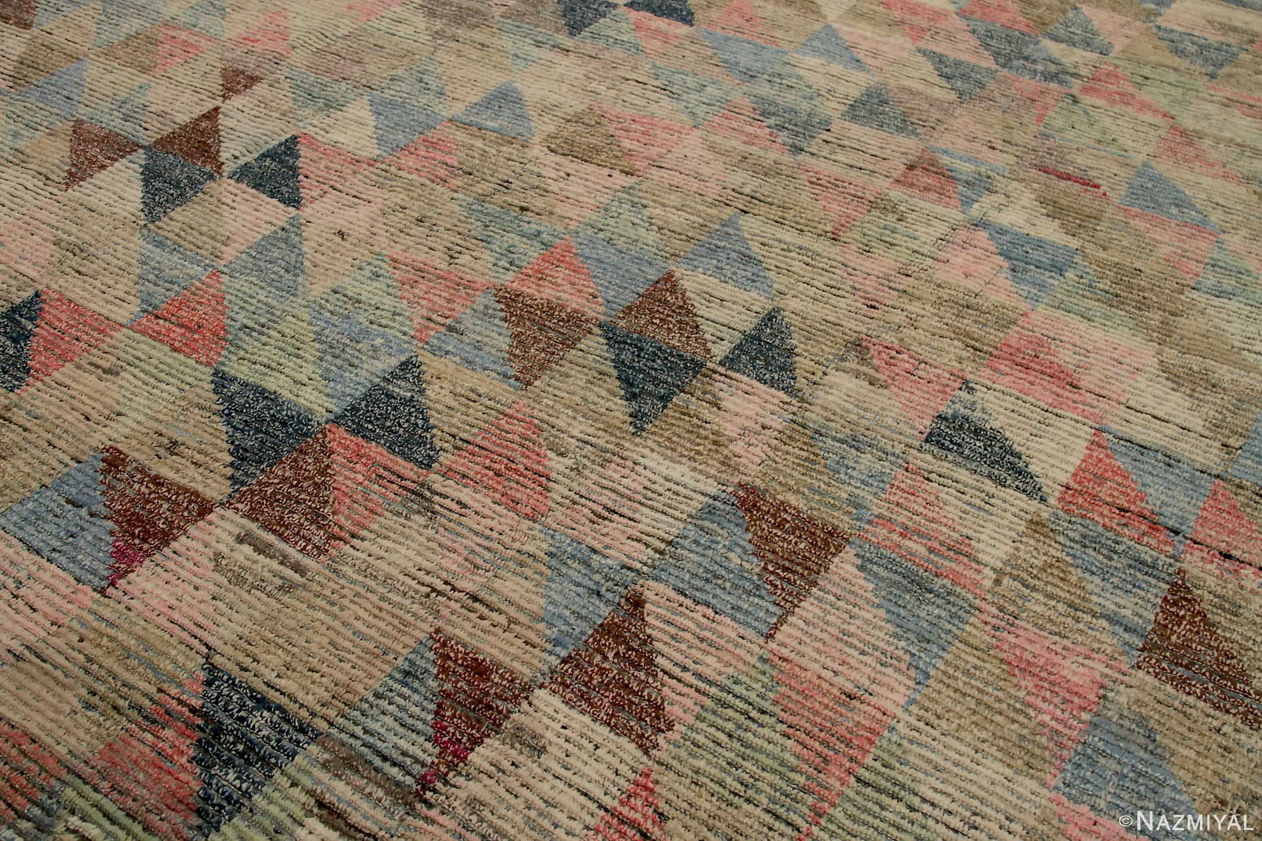 Detail Of Colorful Square Modern Distressed Rug 60795 by Nazmiyal Antique Rugs