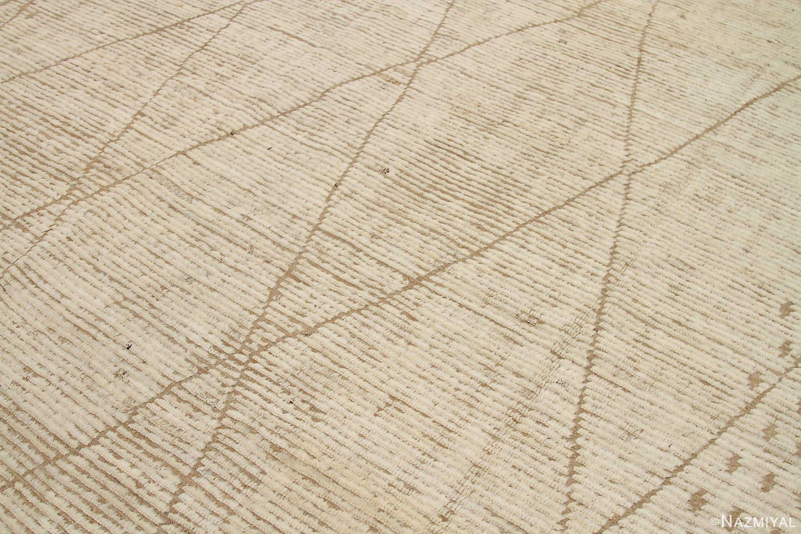 Detail Of Cream Brown Geometric Modern Moroccan Rug 60780 by Nazmiyal Antique Rugs