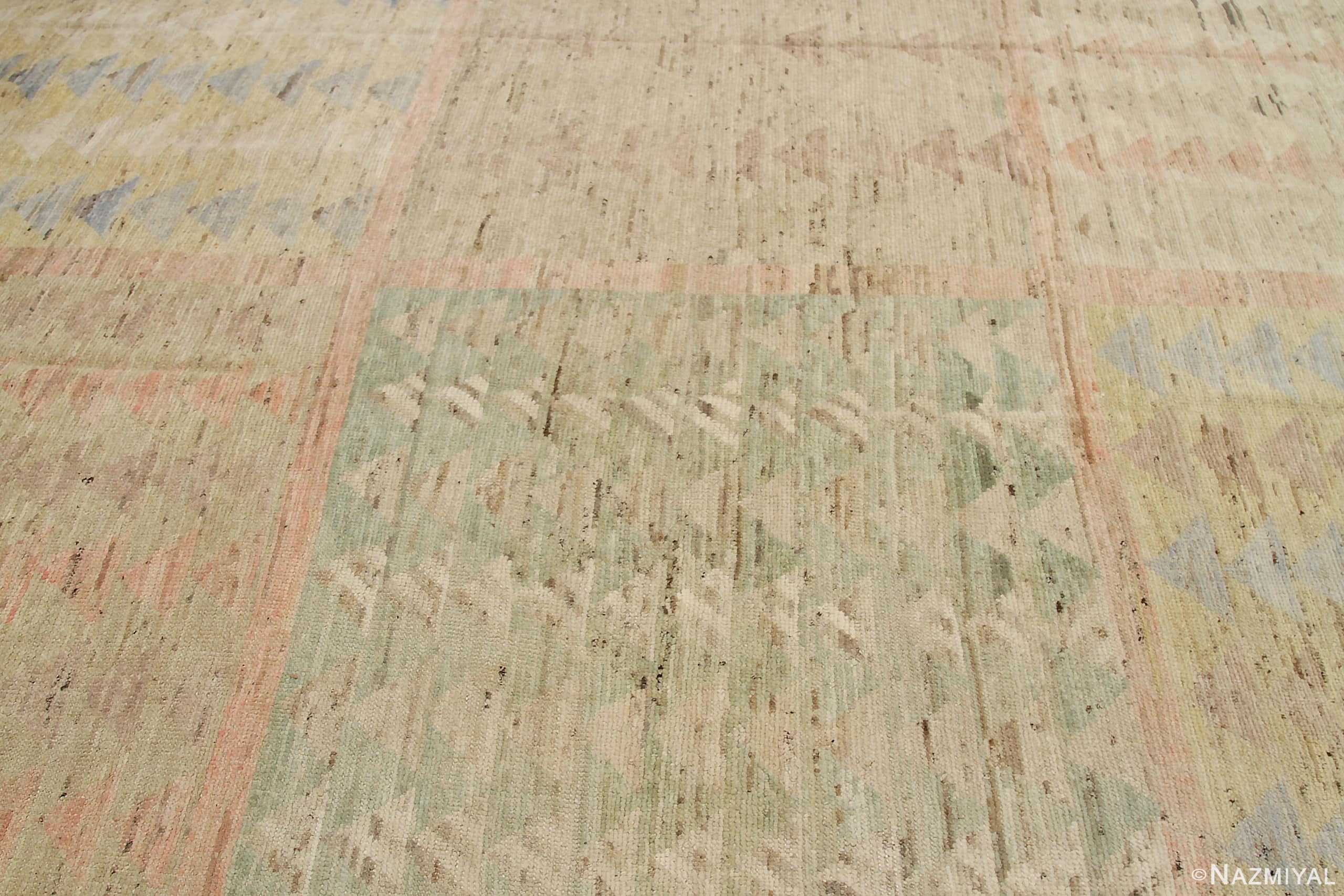 Detail Of Green Colorful Geometric Modern Distressed Rug 60833 by Nazmiyal Antique Rugs