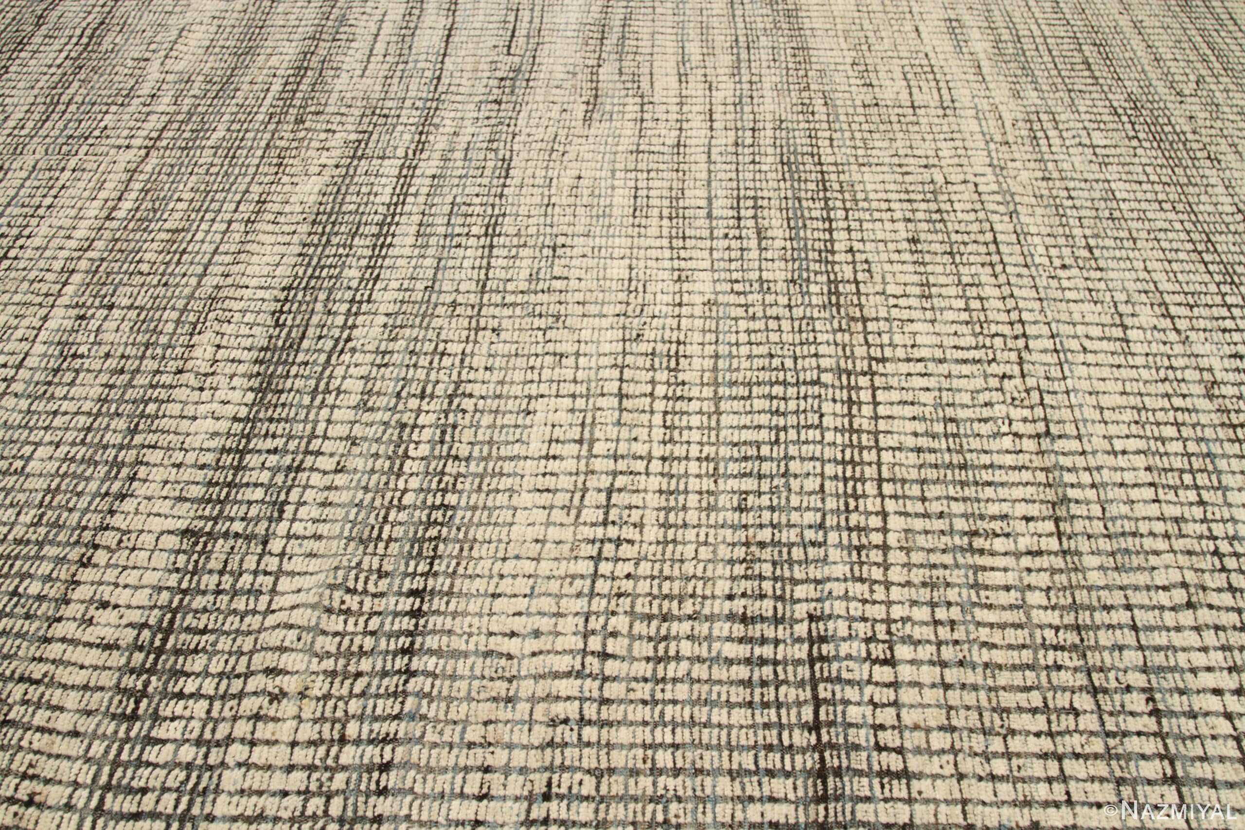 Details Of Charcoal Beige Textured Modern Distressed Rug 60818 by Nazmiyal Antique Rugs