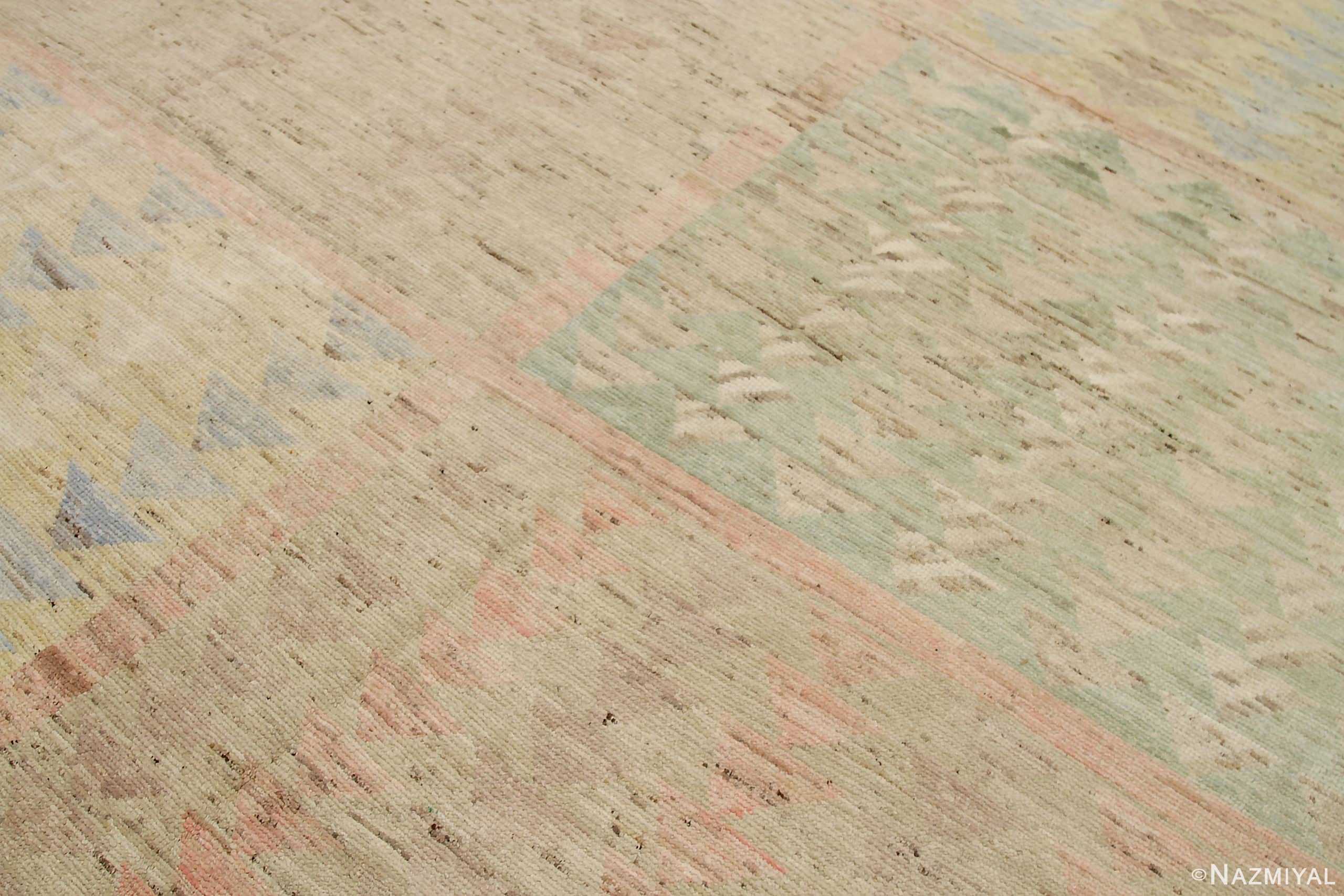 Details Of Green Colorful Geometric Modern Distressed Rug 60833 by Nazmiyal Antique Rugs