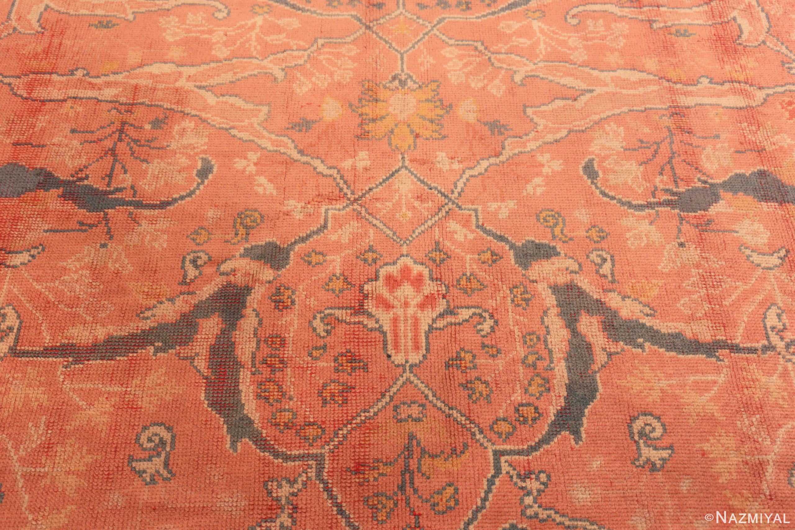 Details Of Large Coral Antique Turkish Oushak Area Rug 70876 by Nazmiyal Antique Rugs