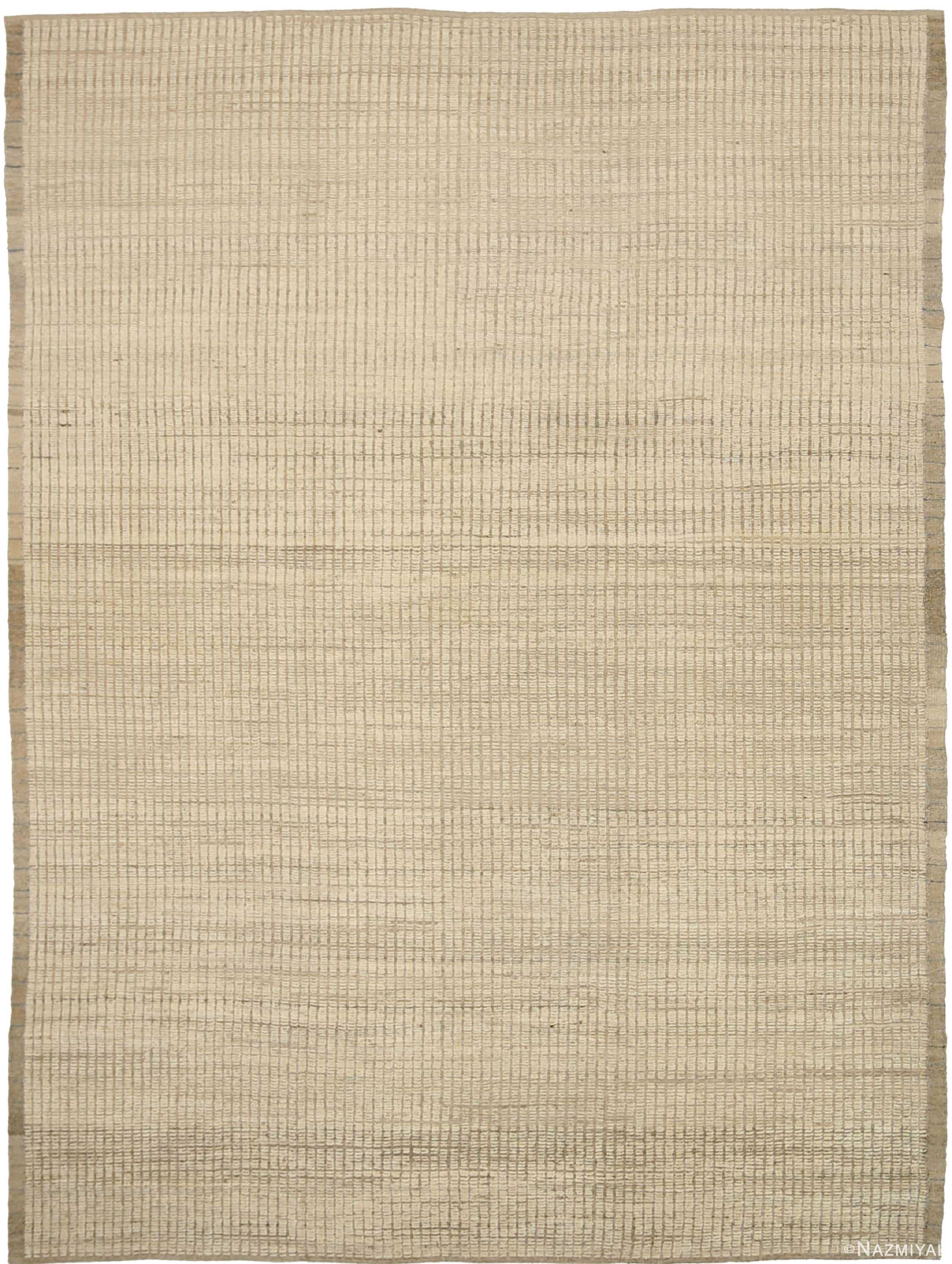 Green Beige Color Textured Modern Distressed Rug 60825 by Nazmiyal Antique Rugs