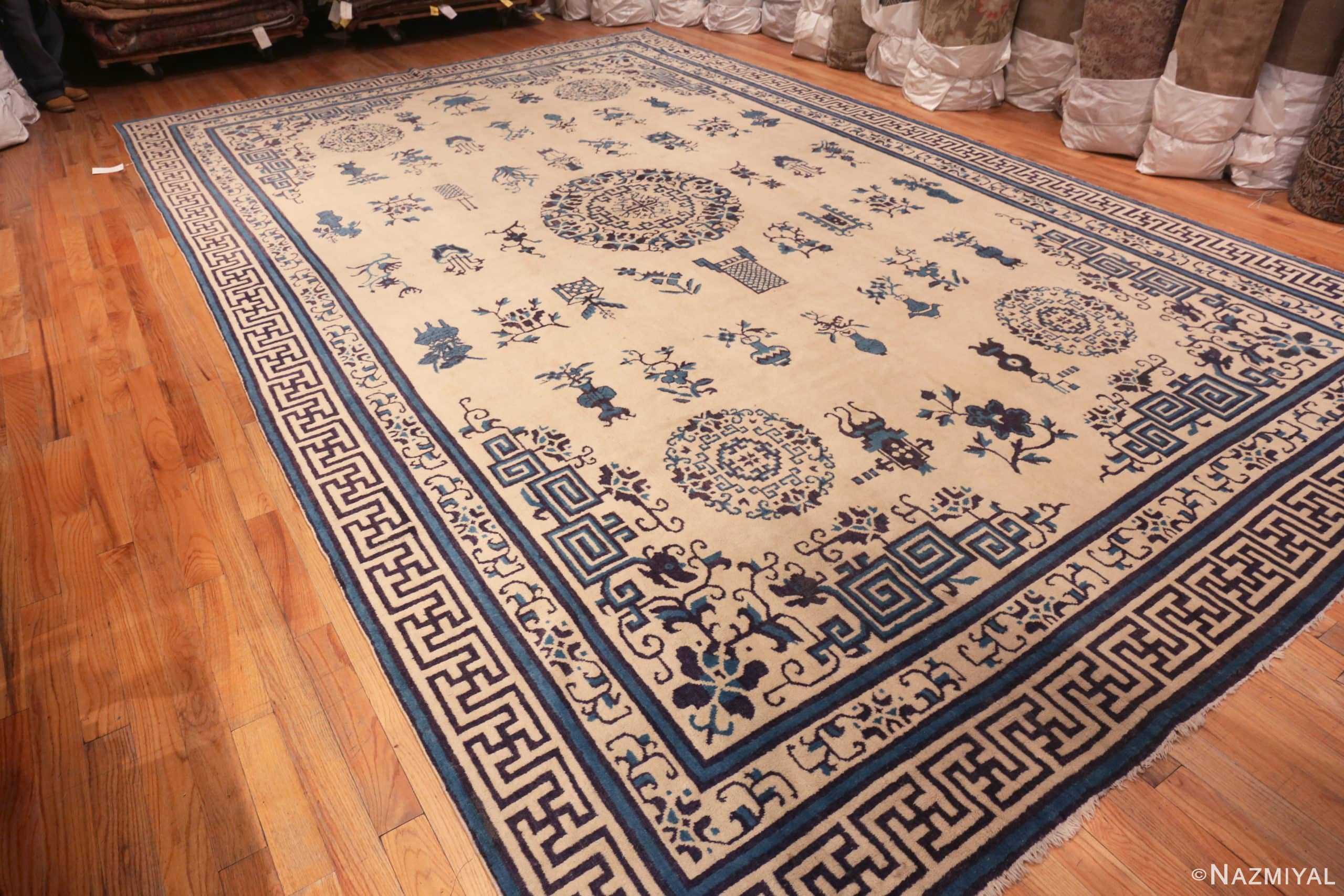 Side Of 18th Century Large Antique Chinese Ningxia Rug 70812 by Nazmiyal Antique Rugs