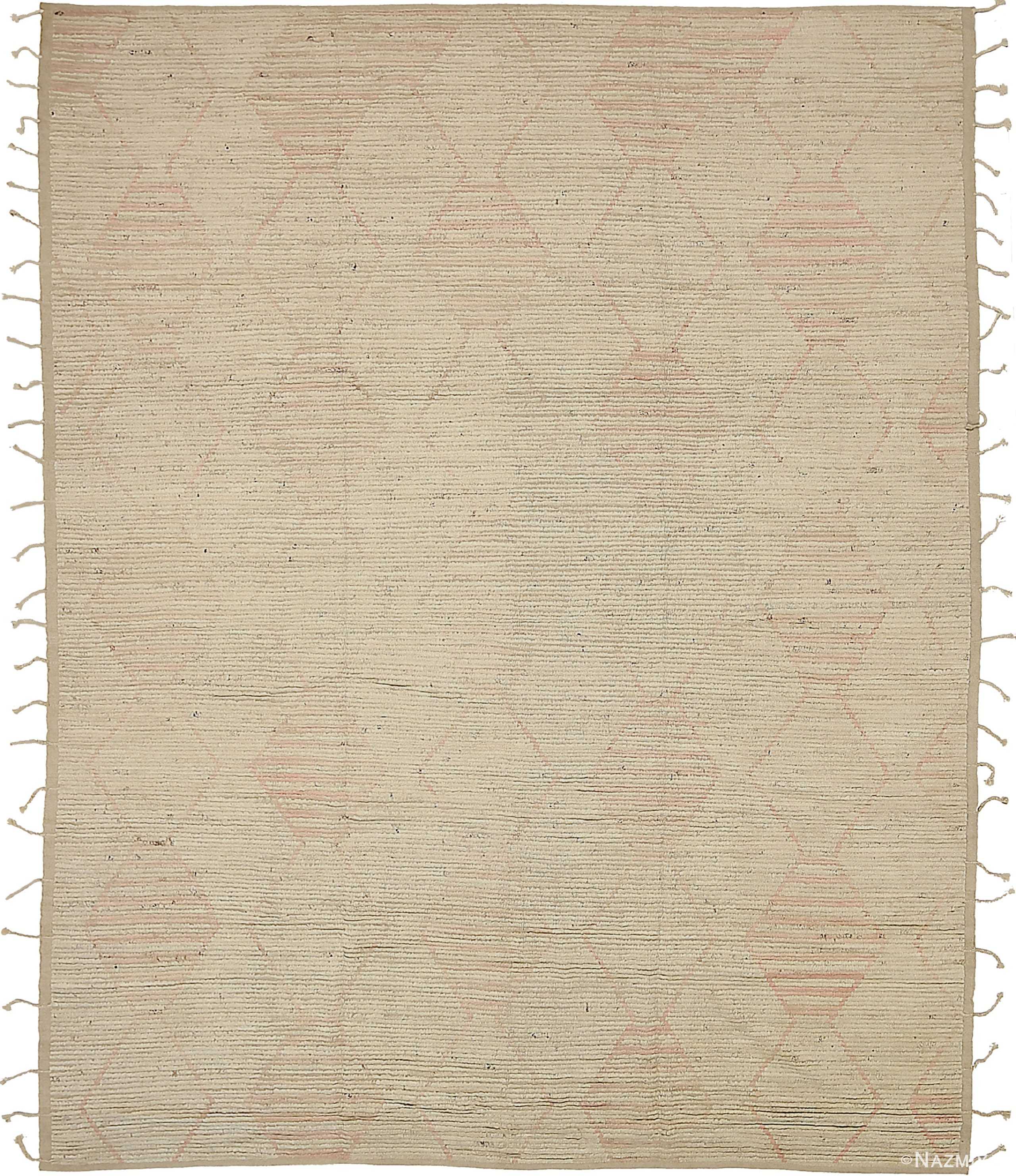 Taupe Geometric Modern Distressed Rug 60814 by Nazmiyal Antique Rugs