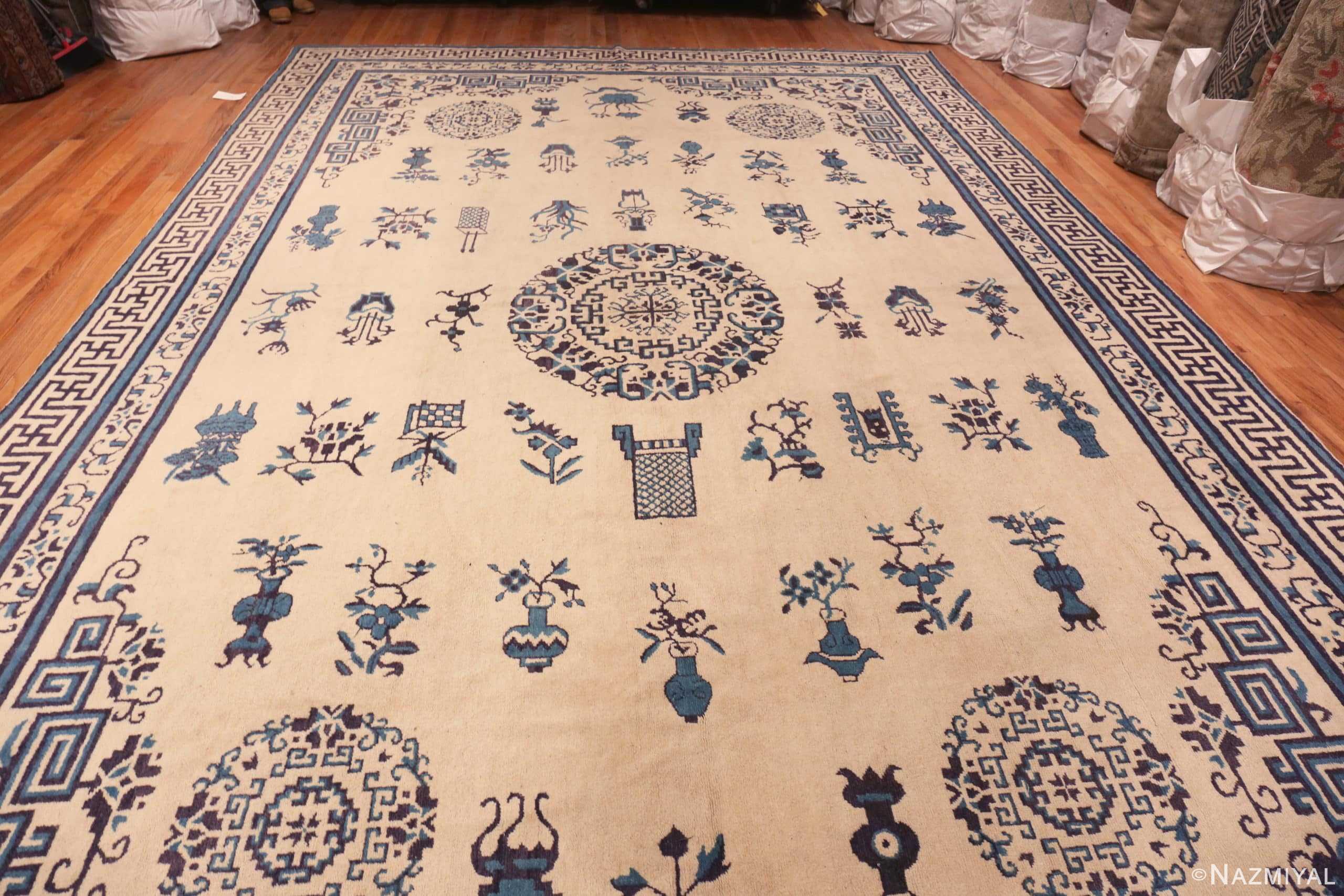 Whole View Of 18th Century Large Antique Chinese Ningxia Rug 70812 by Nazmiyal Antique Rugs