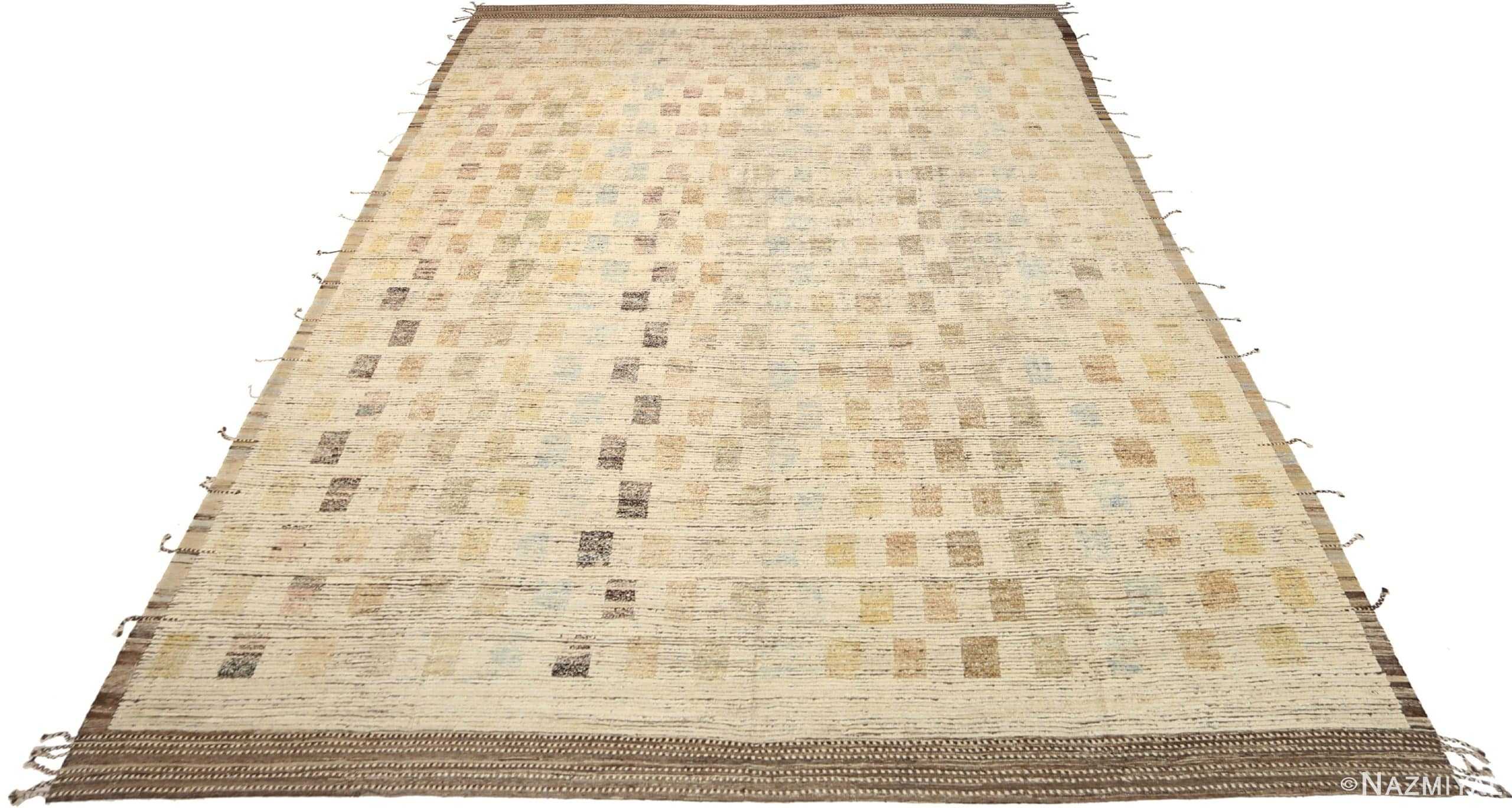 Whole View Of Brown Beige Light Beige Modern Distressed Rug 60788 by Nazmiyal Antique Rugs