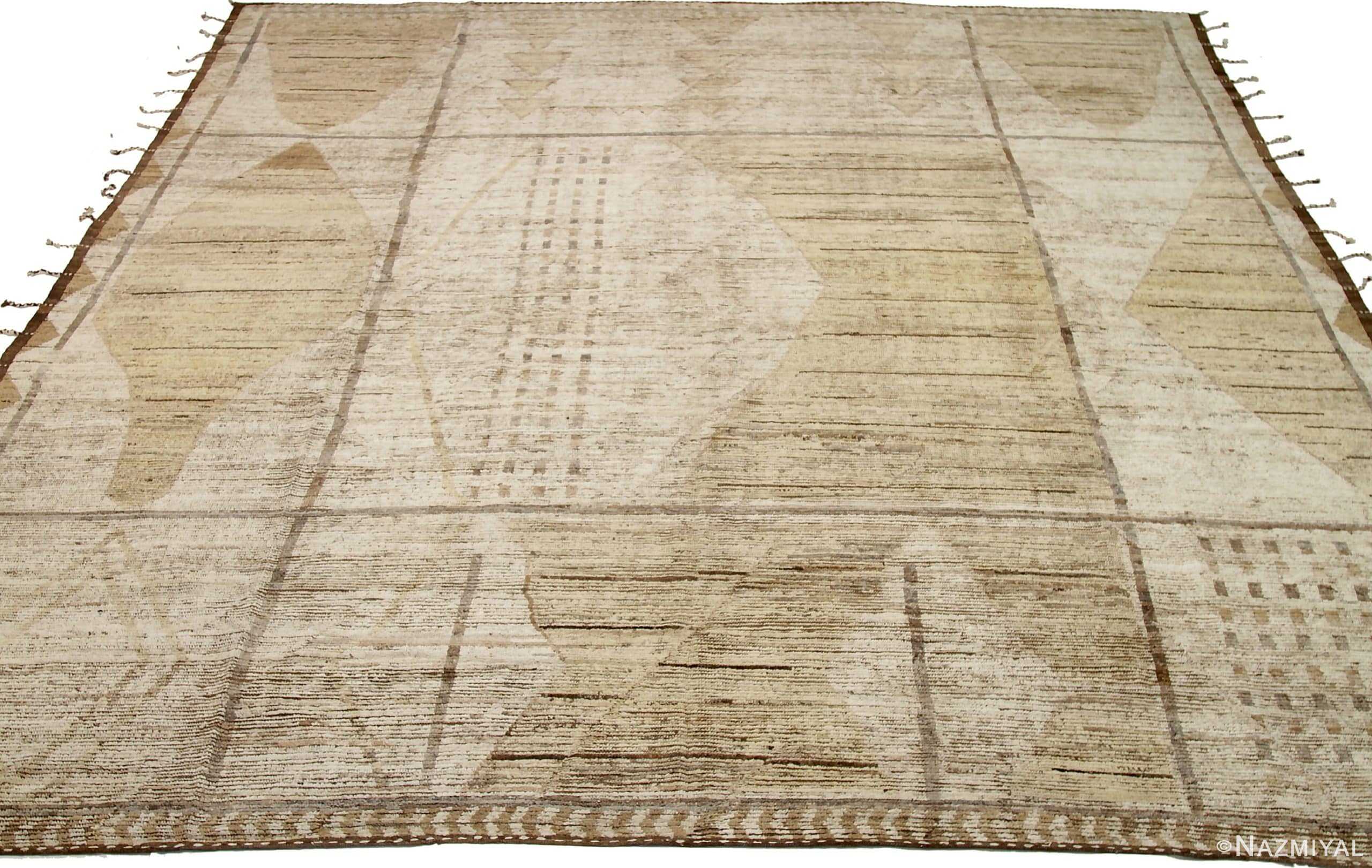 Whole View Of Brown Geometric Modern distressed Rug 60789 by Nazmiyal Antique Rugs