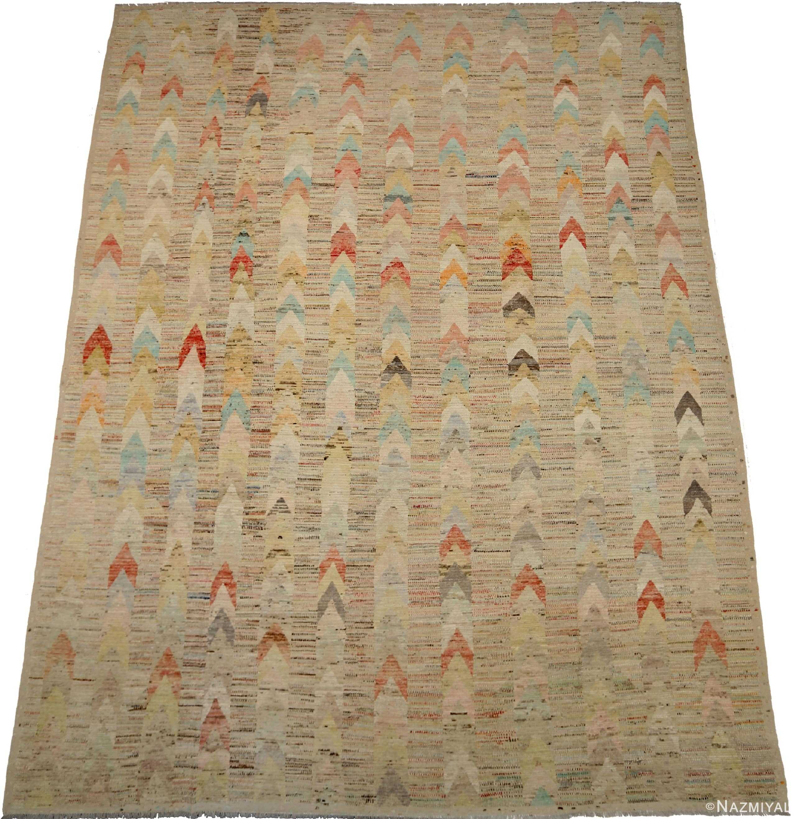 Whole View Of Brownstone Geometric Modern Distressed Rug 60808 by Nazmiyal Antique Rugs