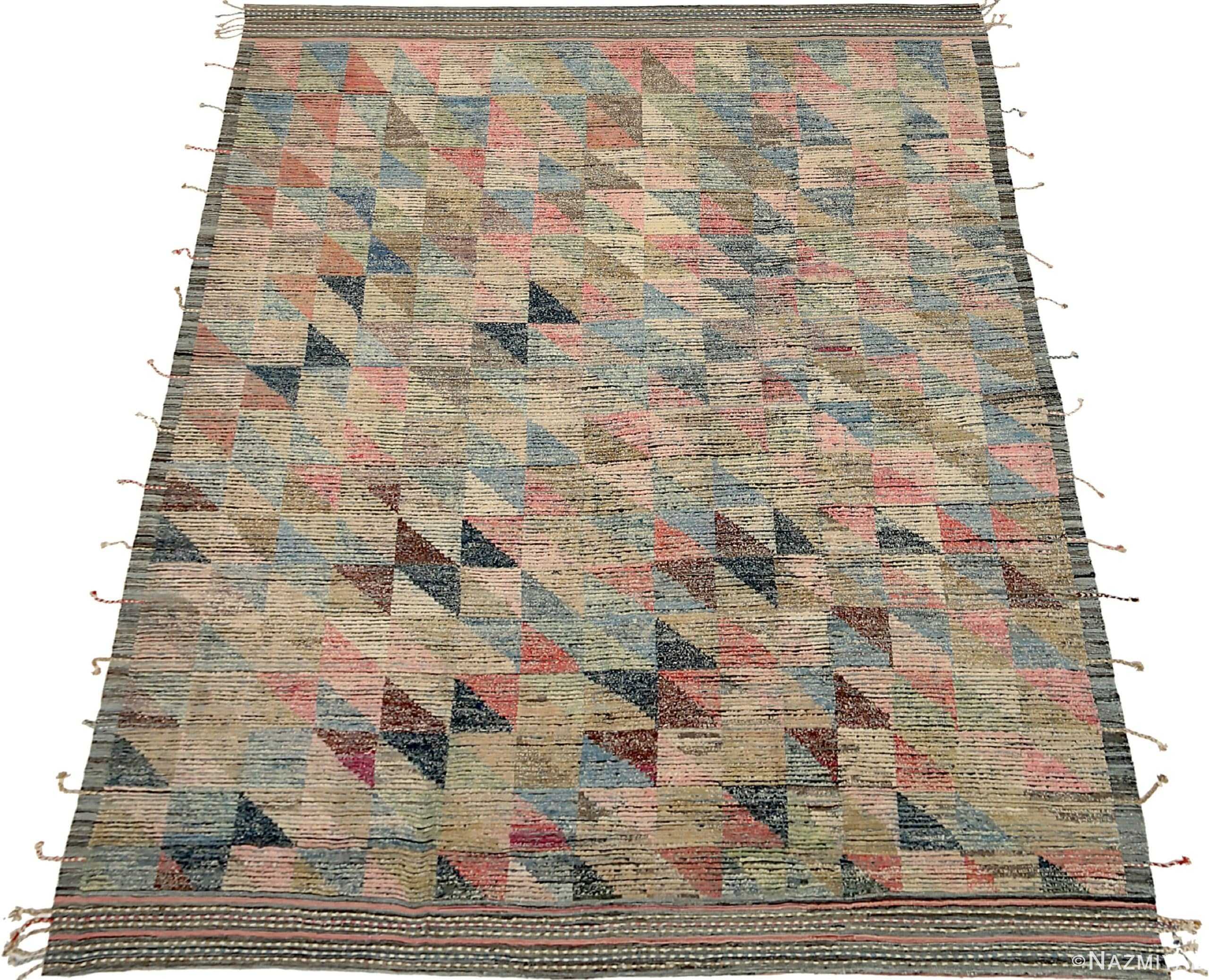 Whole View Of Colorful Square Modern Distressed Rug 60795 by Nazmiyal Antique Rugs