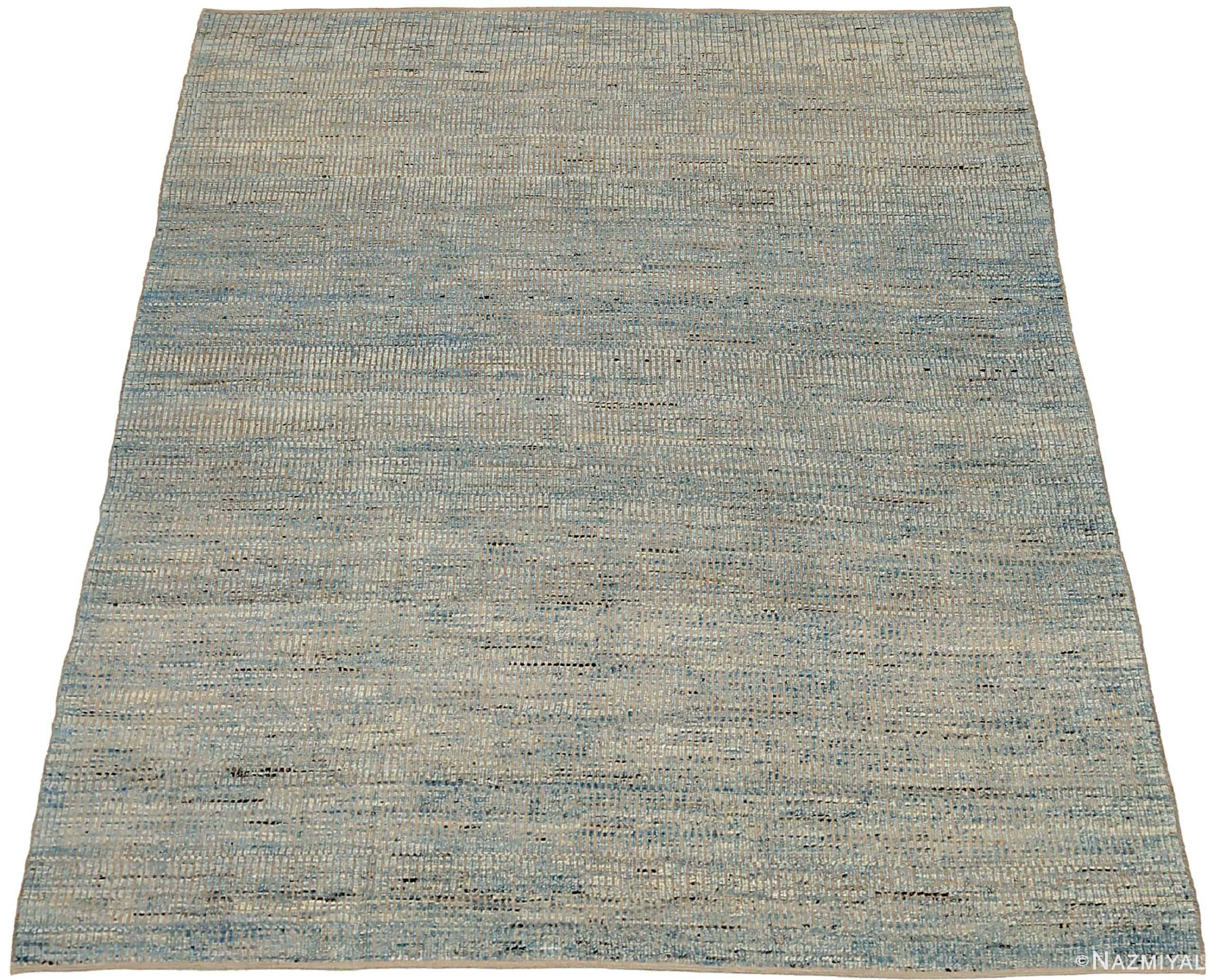 Whole View Of Grey Blue Textured Modern Distressed Rug 60828 by Nazmiyal Antique Rugs