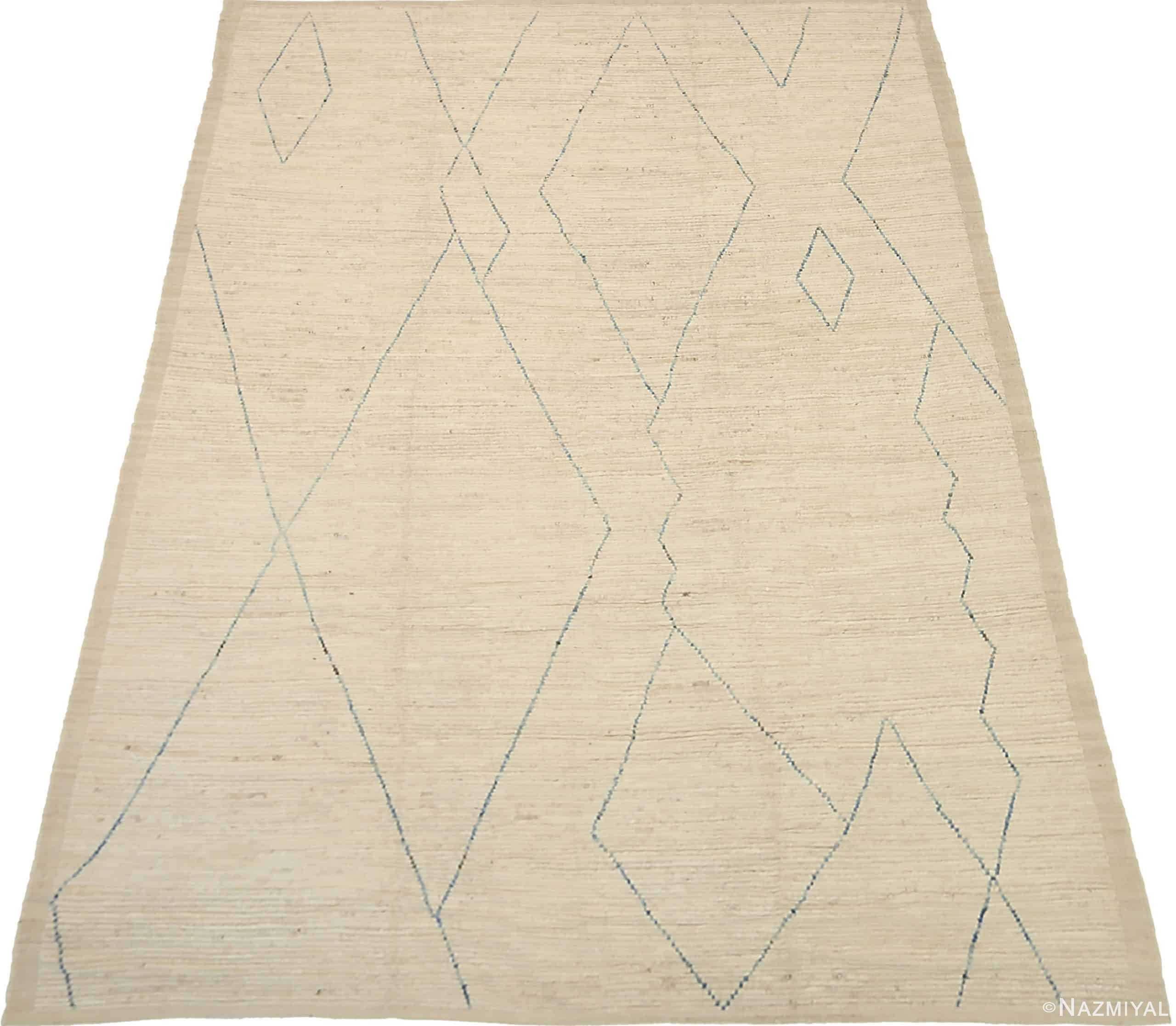 Whole View Of Cream Geometric Modern Moroccan Rug 60779 by Nazmiyal Antique Rugs
