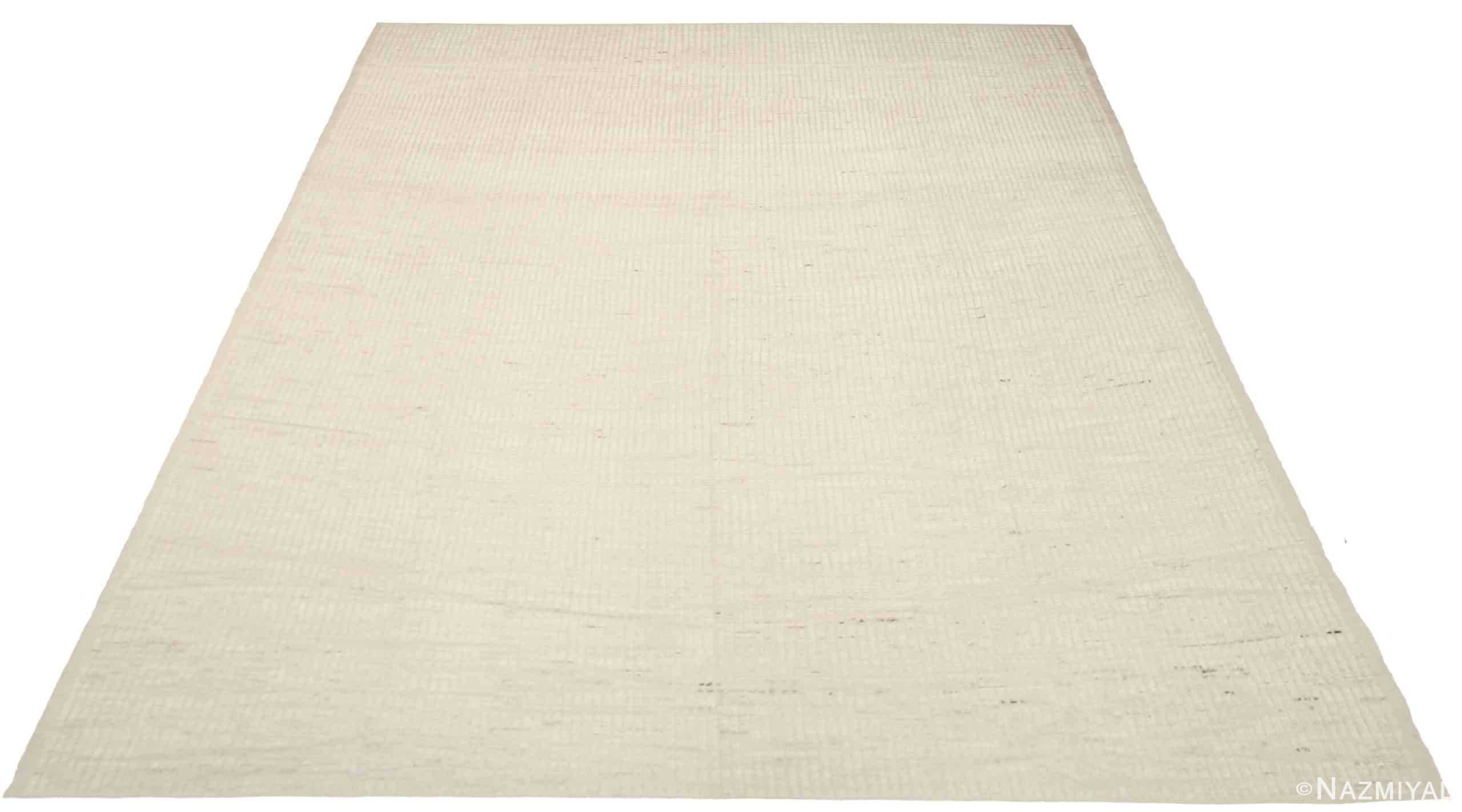 Whole View Of Ivory Modern Distressed Rug 60807 by Nazmiyal Antique Rugs