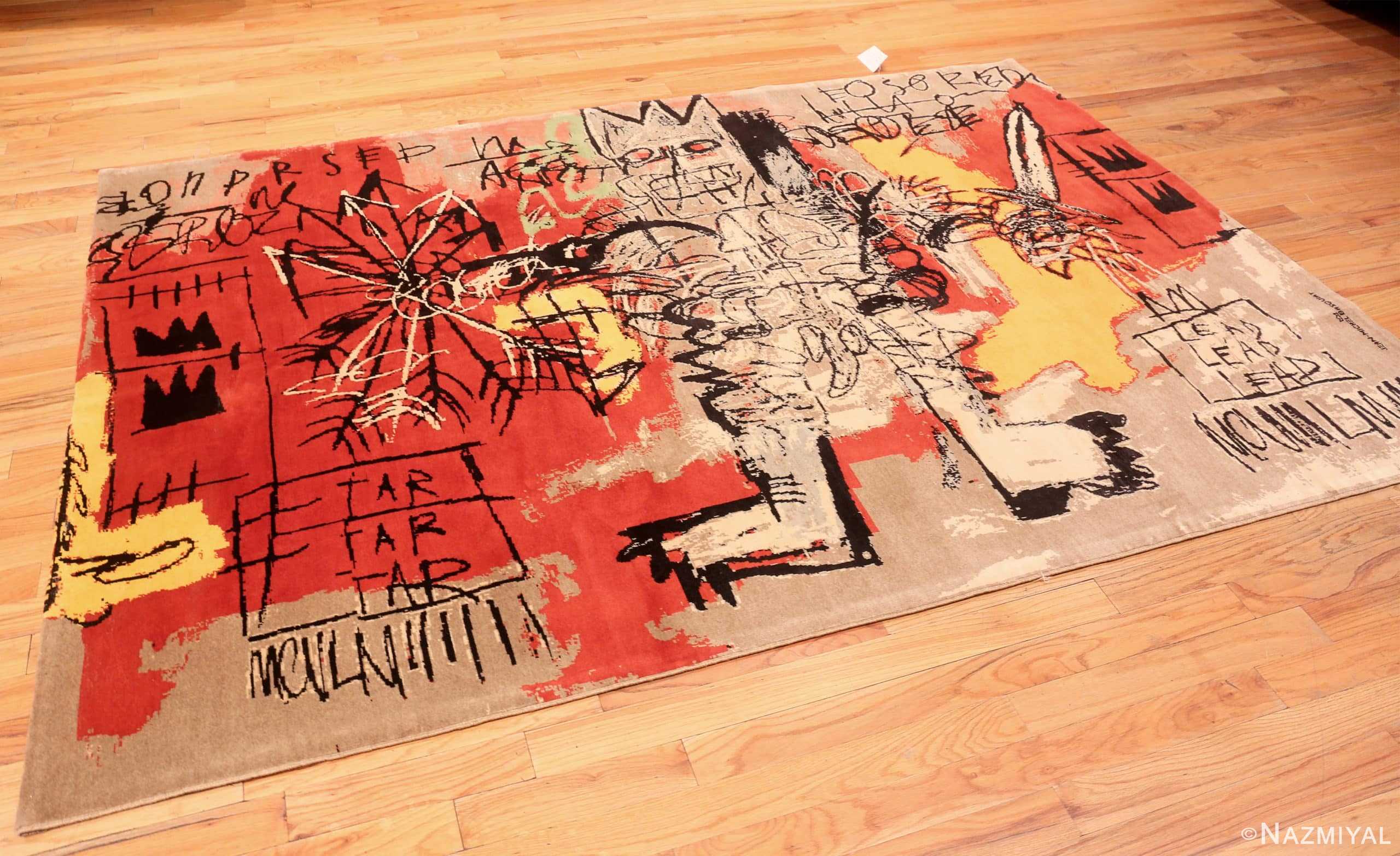 Whole View Of Red Color Modern Basquiat Inspired Art Area Rug 70955 by Nazmiyal Antique Rugs