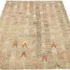 Whole View Of Beige Stripe Geometric Modern Distressed Rug 60800 by Nazmiyal Antique Rugs