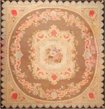 Antique French Aubusson Square Area Rug 70946 by Nazmiyal Antique Rugs