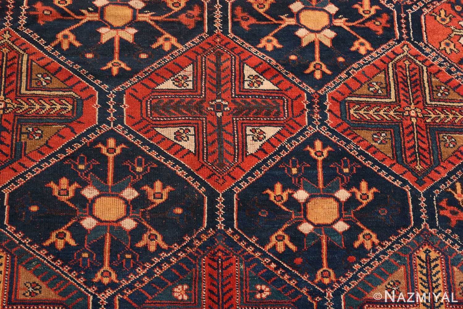 Close Up Antique Persian Bakhtiari Area Rug 70754 by Nazmiyal Antique Rugs