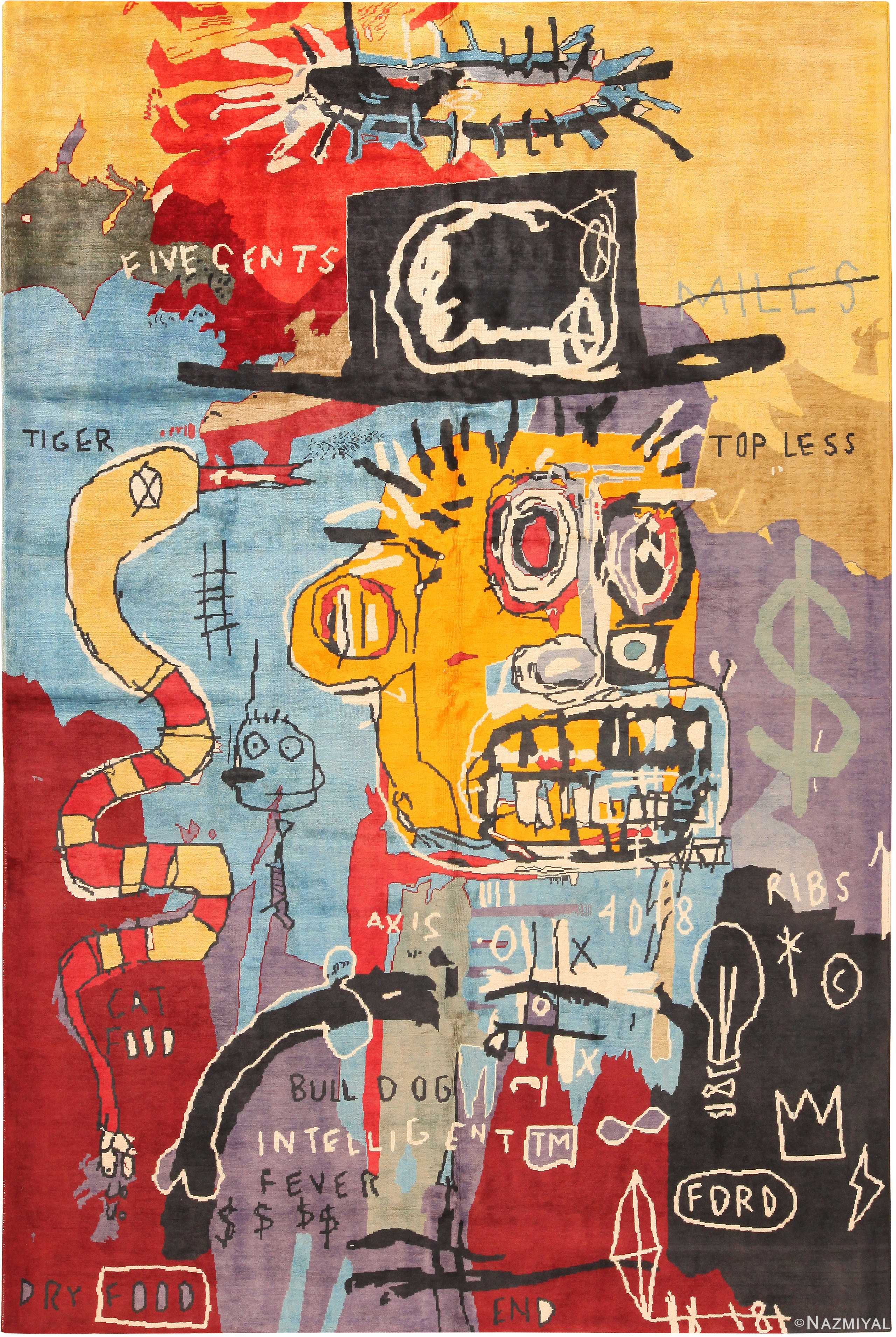 Modern Basquiat Inspired Art Area Rug 71006 by Nazmiyal Antique Rugs