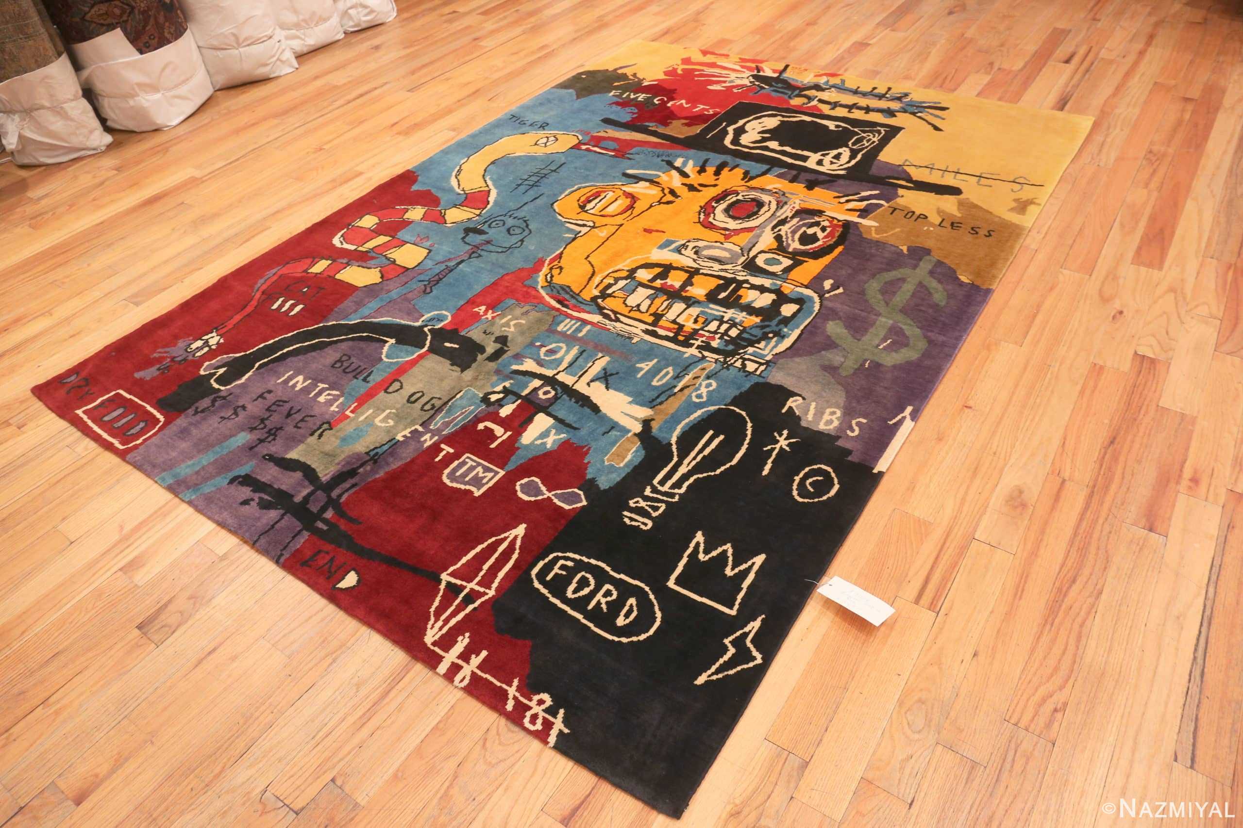 Side Of Modern Basquiat Inspired Art Area Rug 71006 by Nazmiyal Antique Rugs