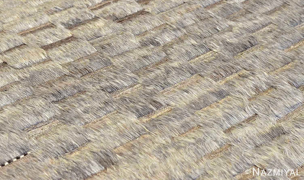 Alfombra de área bohemia moderna de felpa suave gris con textura pila de Nazmiyal Antique Rugs
