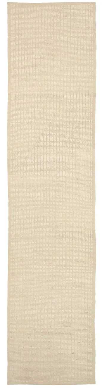 Ivory Textured Modern Distressed Runner Rug 60884 by Nazmiyal Antique Rugs